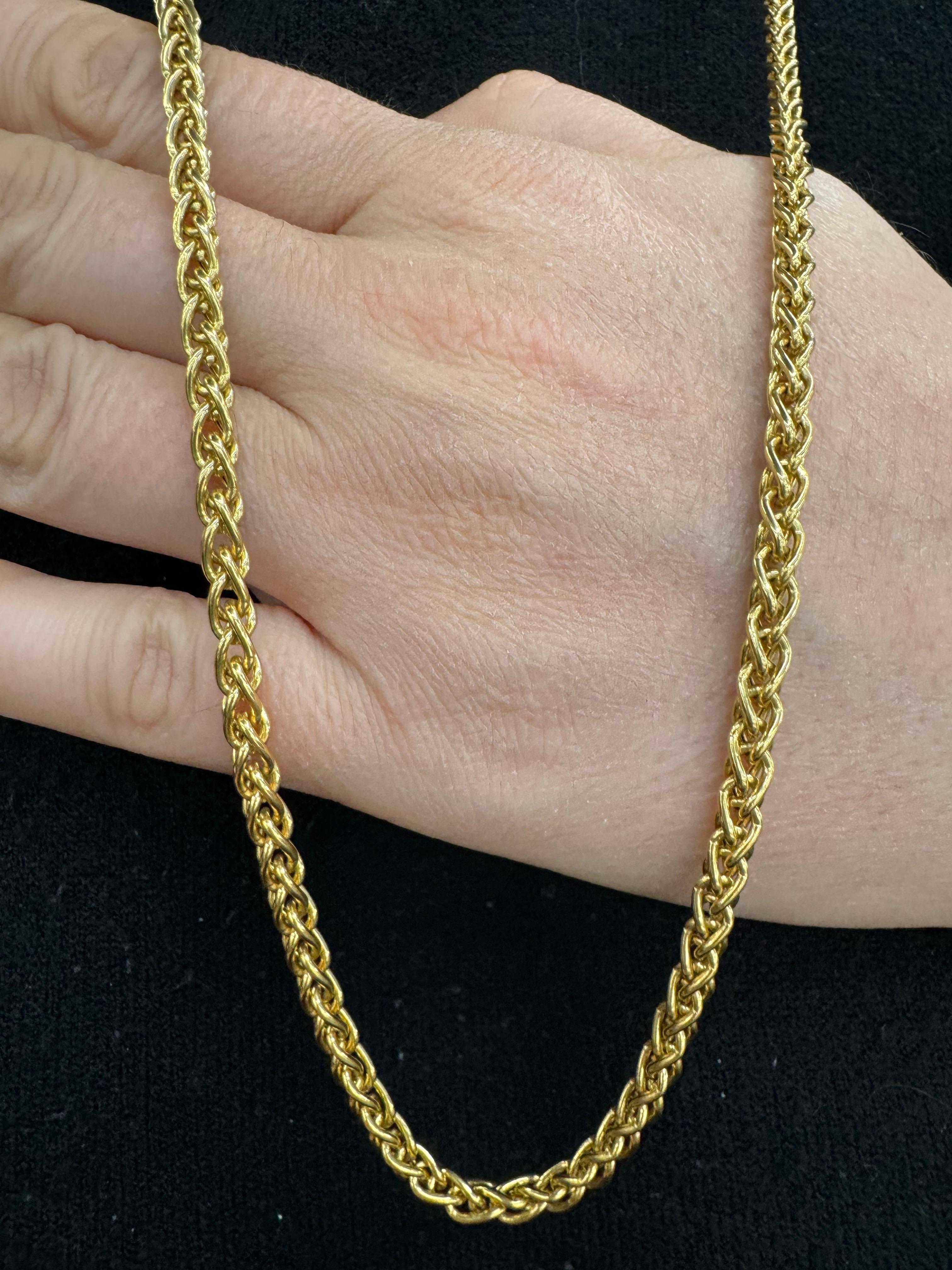 Contemporain Long collier tressé en or jaune 14 carats de 30 pouces 20,3 grammes en vente