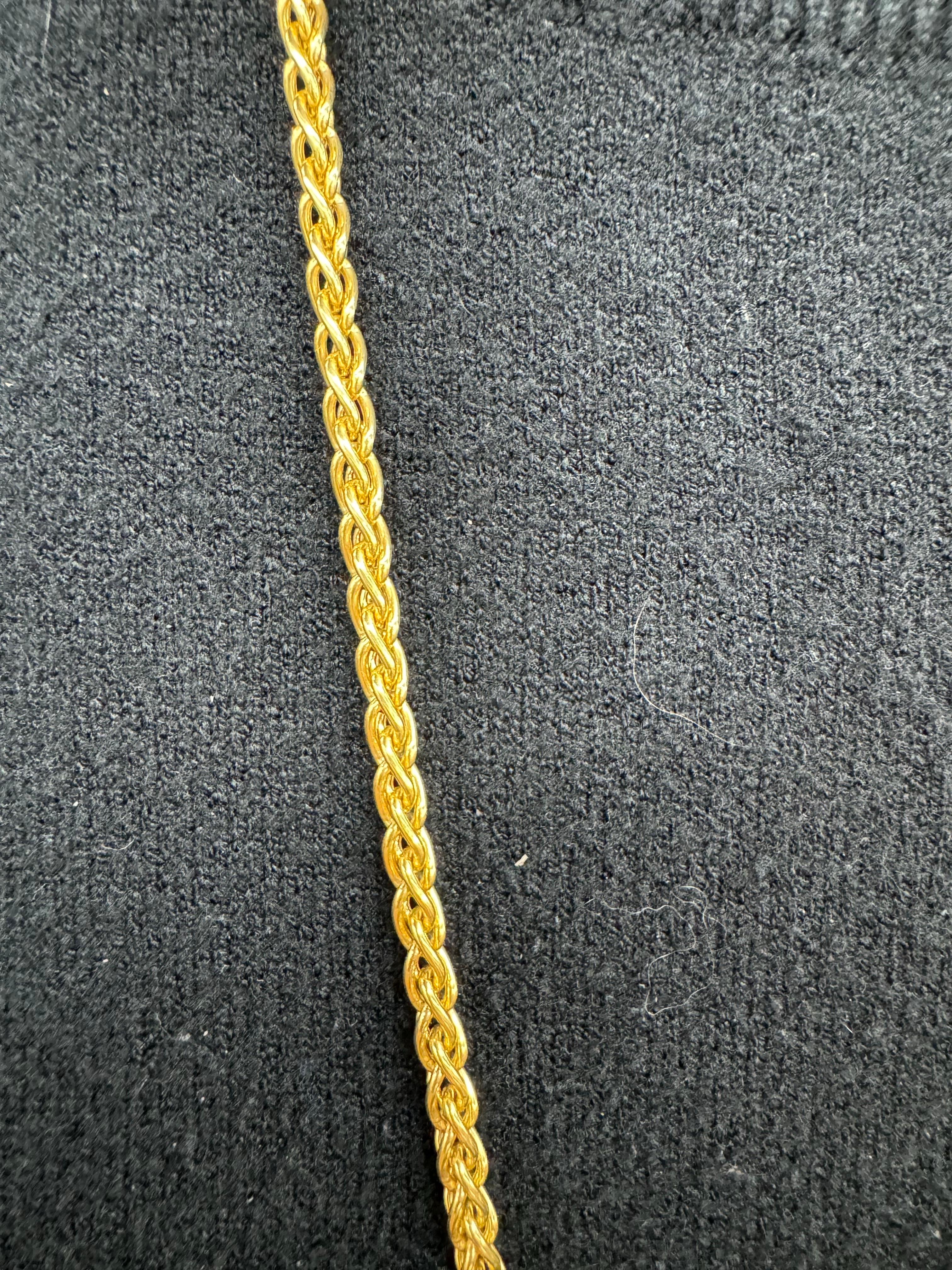 Long collier tressé en or jaune 14 carats de 30 pouces 20,3 grammes Excellent état - En vente à New York, NY
