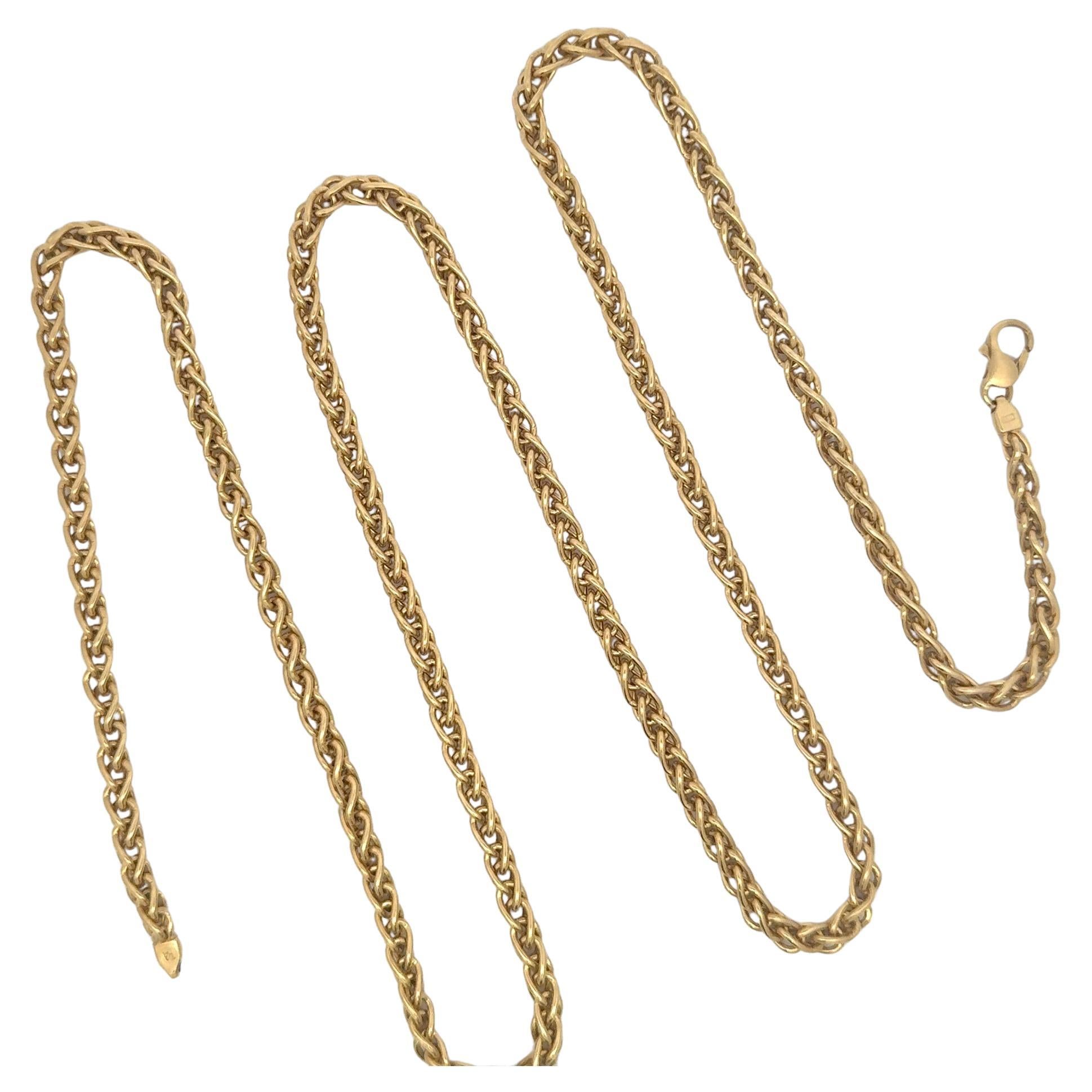 Long collier tressé en or jaune 14 carats de 30 pouces 20,3 grammes en vente 1