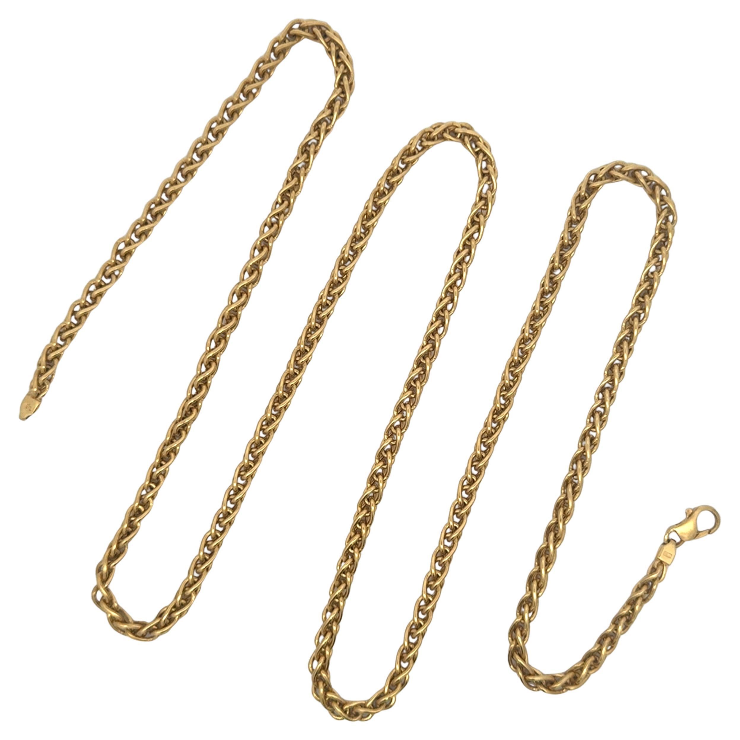 Long collier tressé en or jaune 14 carats de 30 pouces 20,3 grammes en vente 2