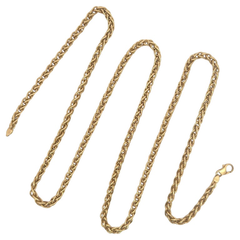 Long 14 Karat Yellow Gold Braided Necklace 30 Inches Grams