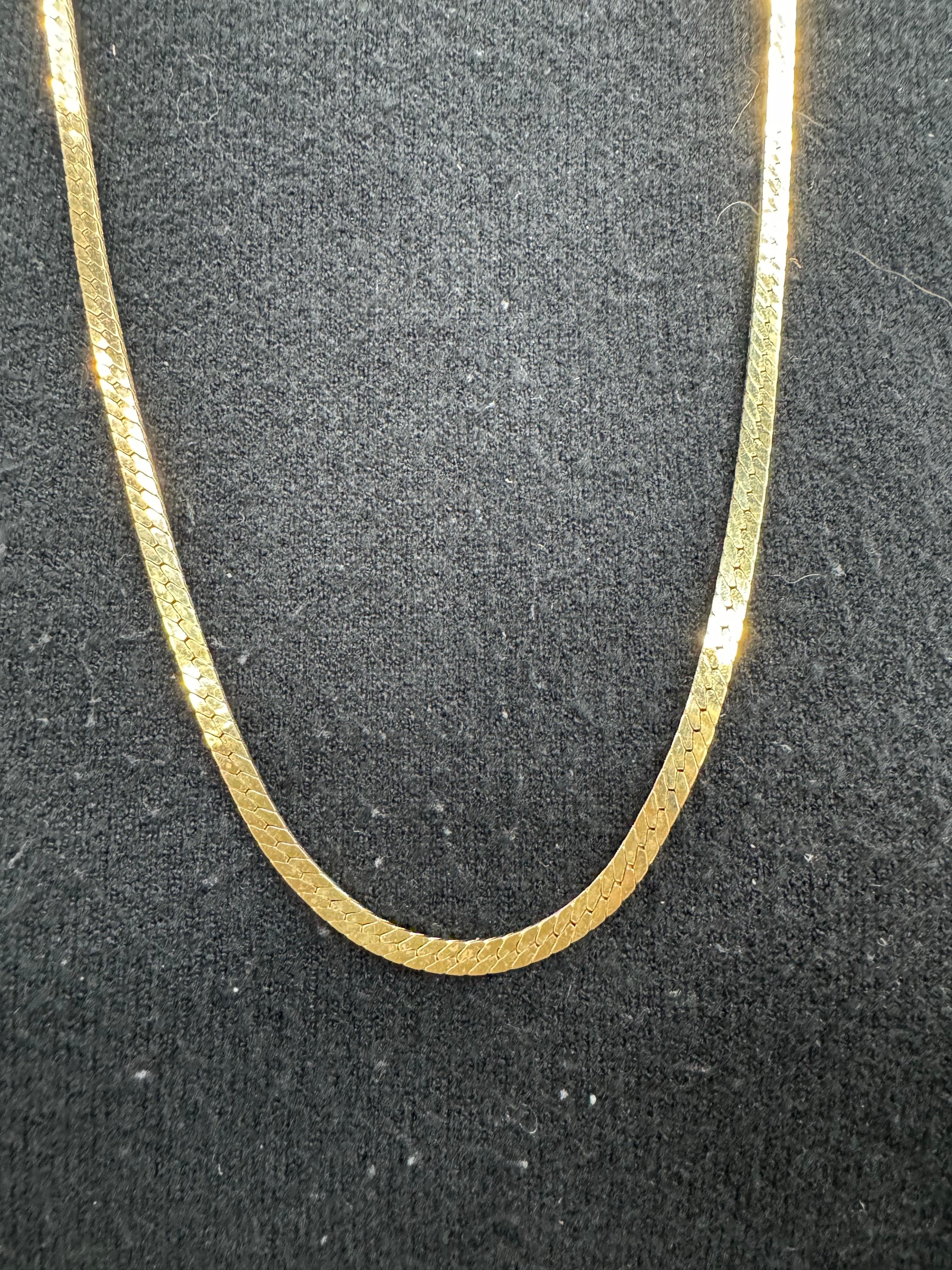 Long 14 Karat Yellow Gold Herringbone Necklace 42.5 Grams 30 Inches 3.3 MM For Sale 1