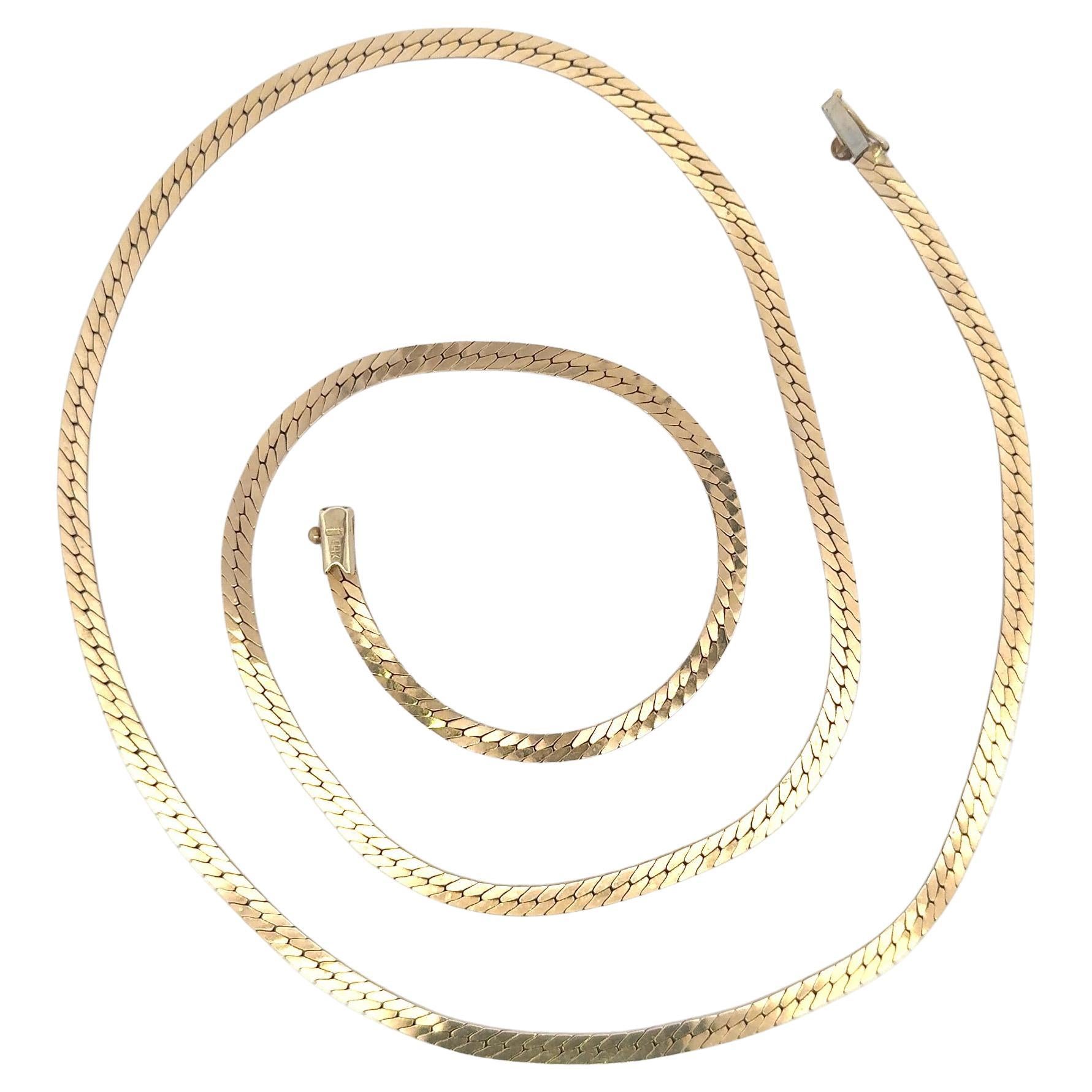 Lange 14 Karat Gelbgold Fischgrät-Halskette 42,5 Gramm 30 Zoll 3,3 MM