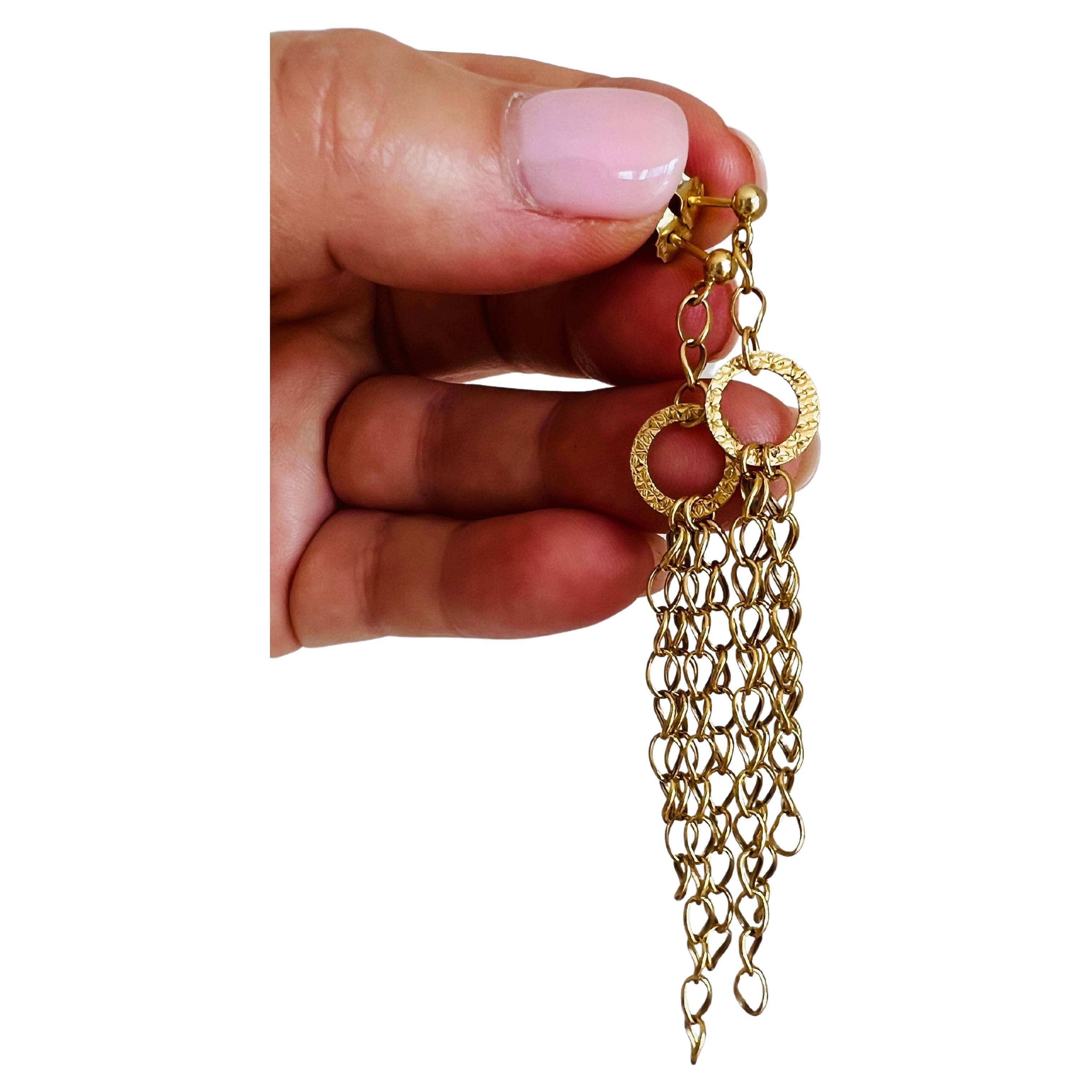Lange 14k Italien Gelbgold-Ohrringe mit Kette und Quaste im Zustand „Hervorragend“ in Sausalito, CA