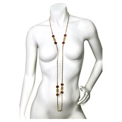 Long 18k Gold Plated Purple Chiclet Vintage Necklace