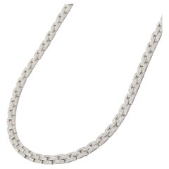Long 18K White Gold Diamond Wedding Tennis Necklace, Diamond Link Necklace