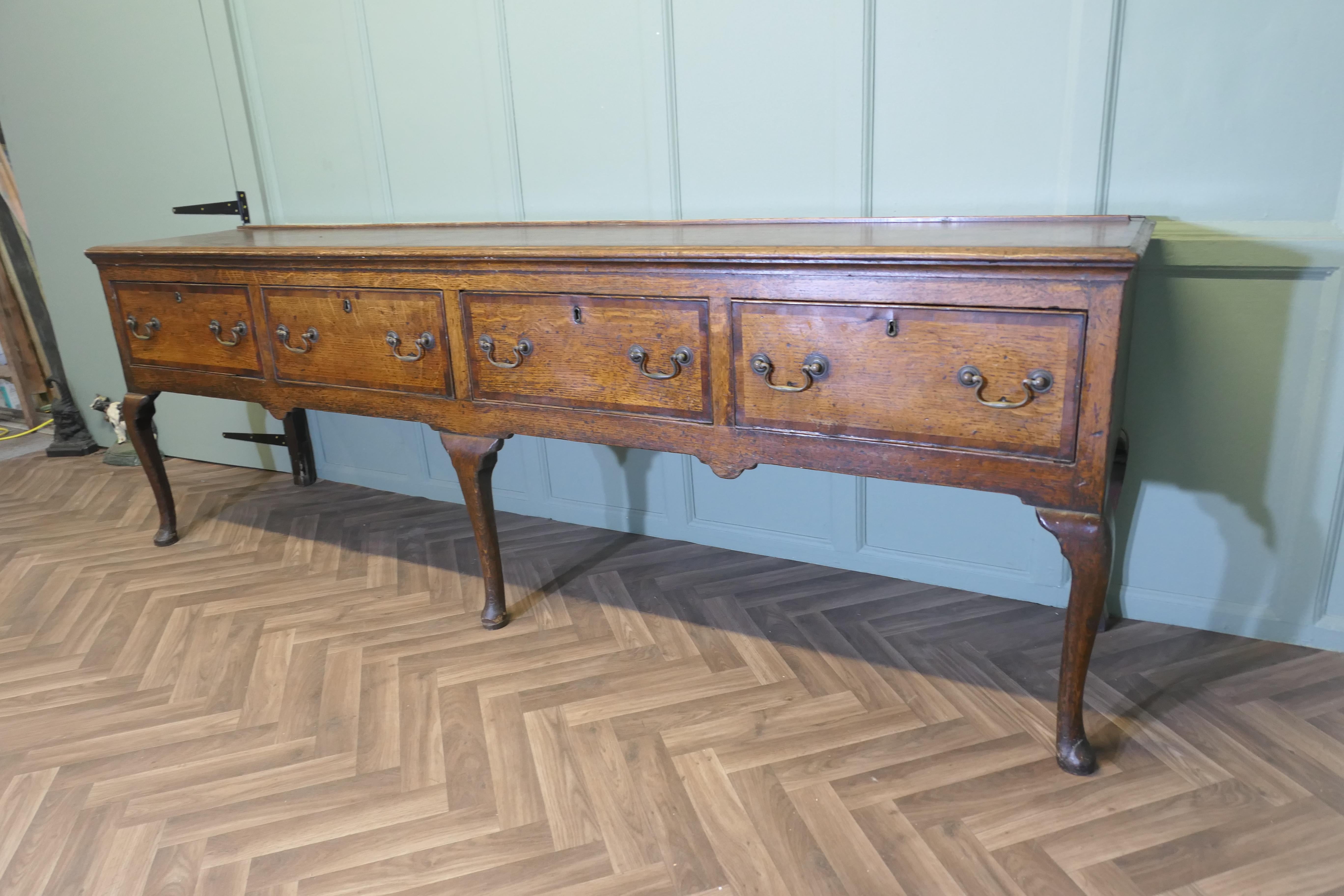 Georgian Long 18th Century Country Oak Dresser Base  A beautiful Country made Oak Dresser For Sale