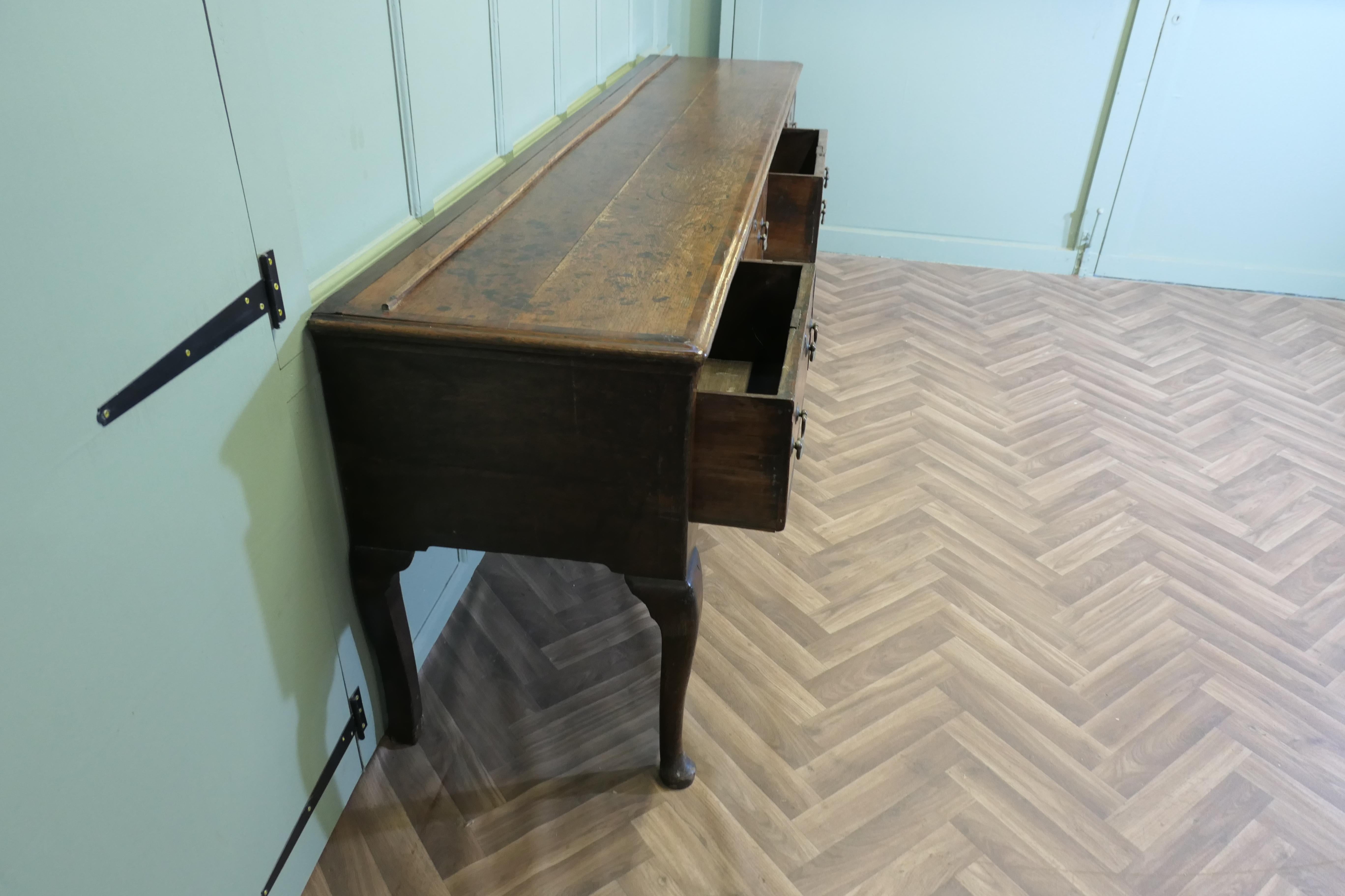 Long 18th Century Country Oak Dresser Base  A beautiful Country made Oak Dresser In Good Condition For Sale In Godshill, Isle of Wight