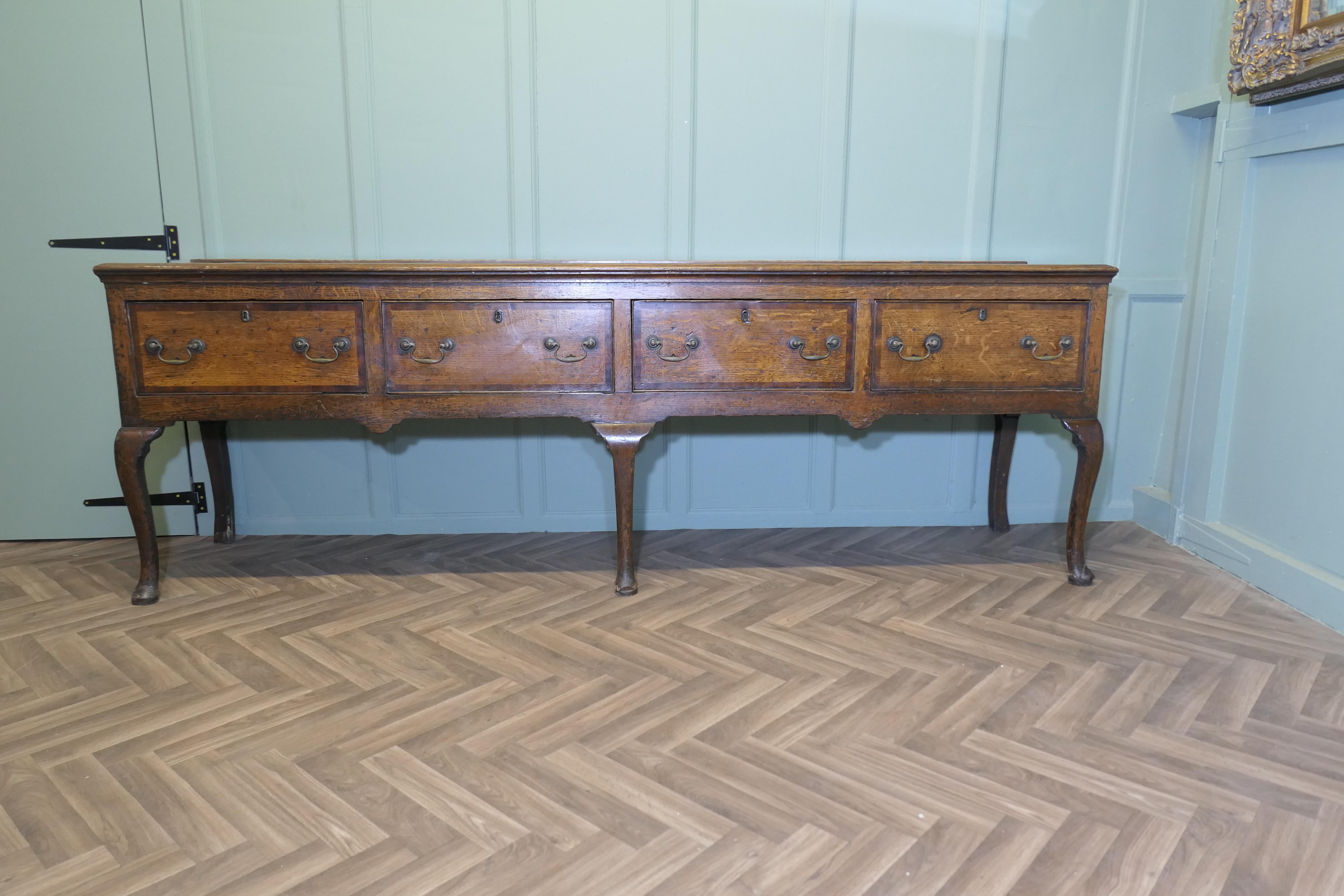Long 18th Century Country Oak Dresser Base  A beautiful Country made Oak Dresser For Sale 2