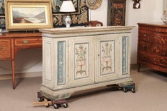 Long 18th Century Italian Painted Credenza with 2 Cabinet Doors