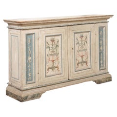 Long 18th Century Italian Painted Credenza with 2 Cabinet Doors