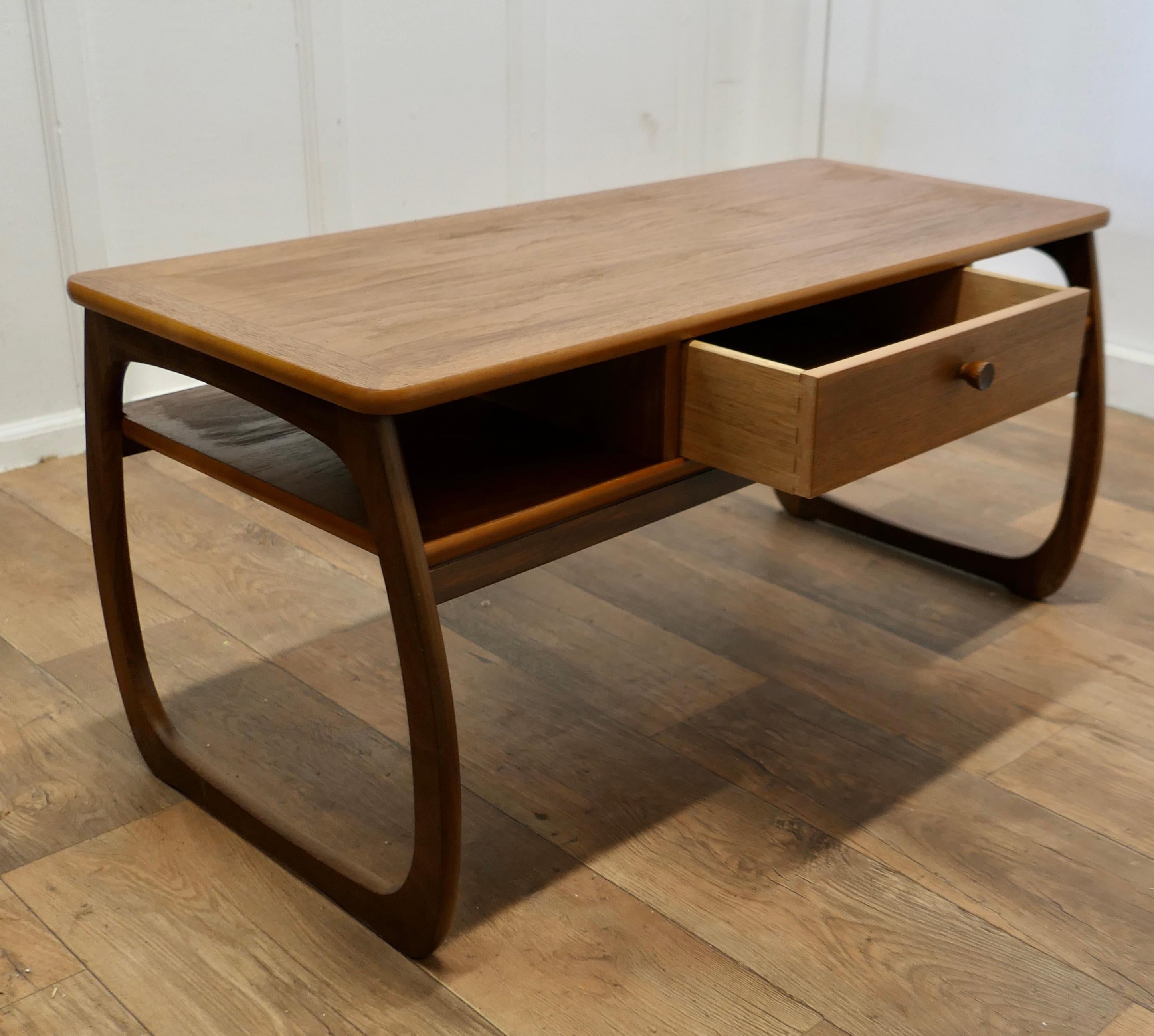 Teak Long 1950s Parker Knoll Cube Shape Coffee Table  This is a good sturdy table  For Sale