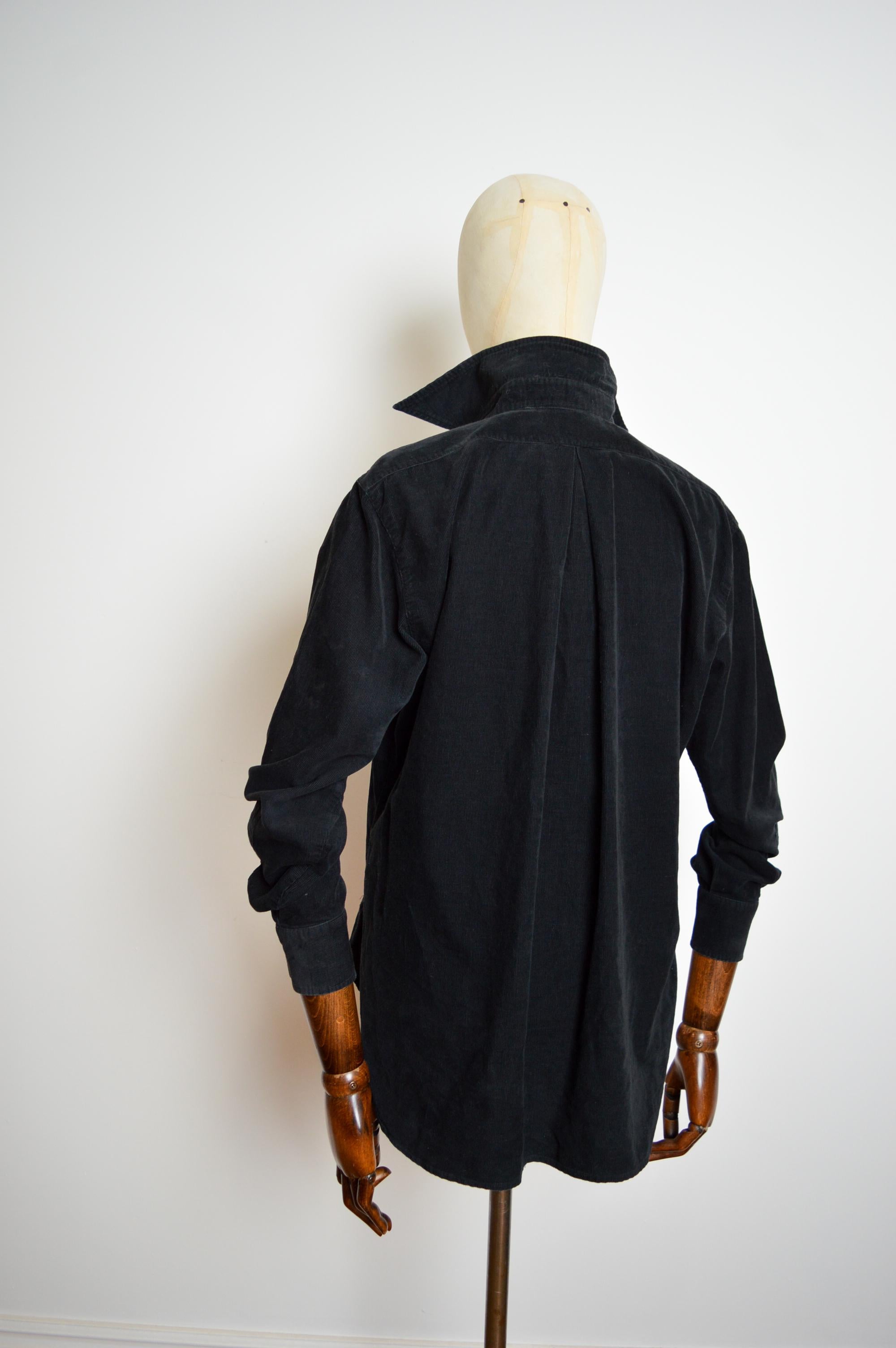 Long 1990's Vivienne Westwood Black Corduroy High Collar Orb Shirt - Chemise en vente 6