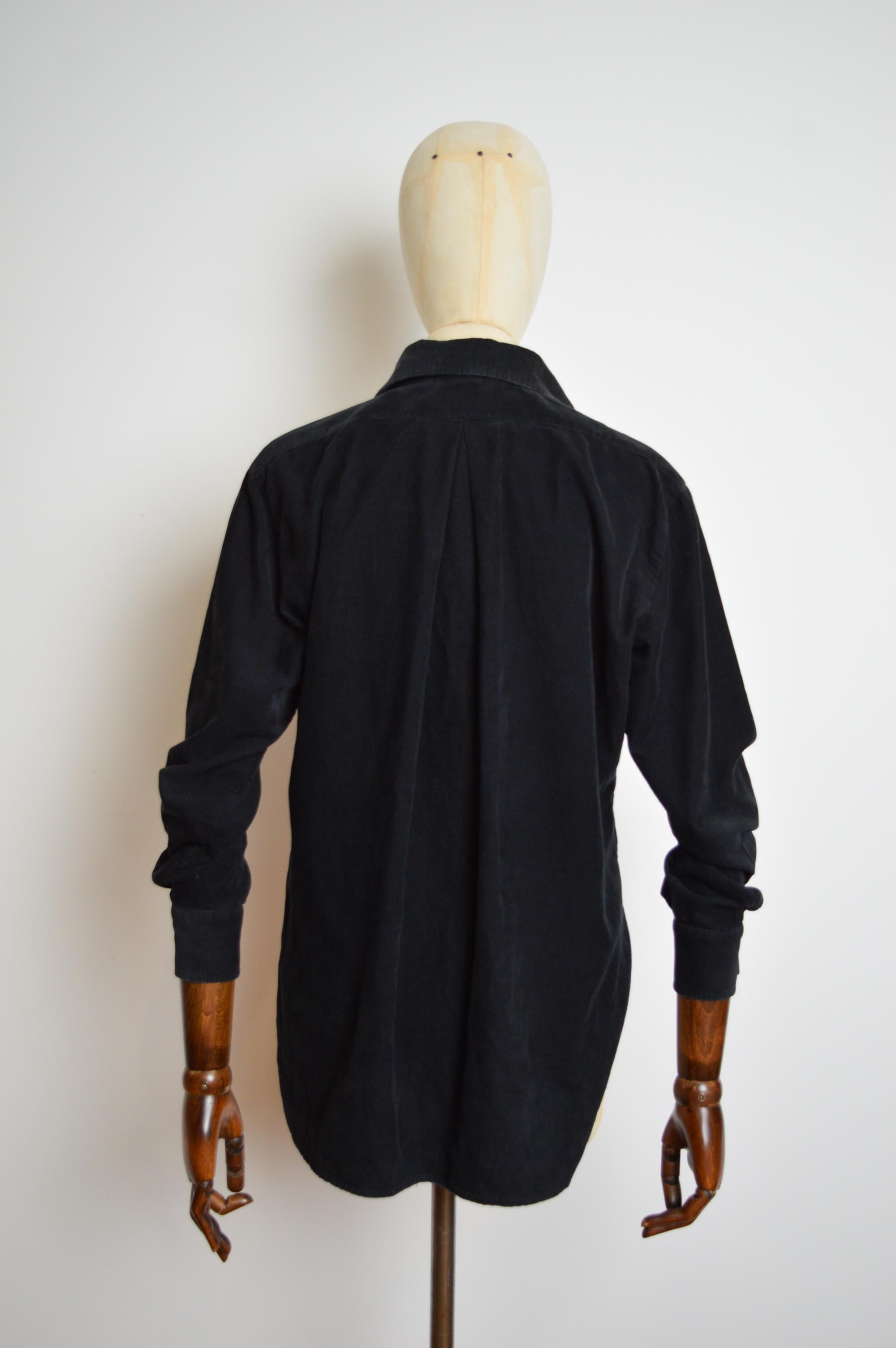 Long 1990's Vivienne Westwood Black Corduroy High Collar Orb Shirt - Chemise en vente 9