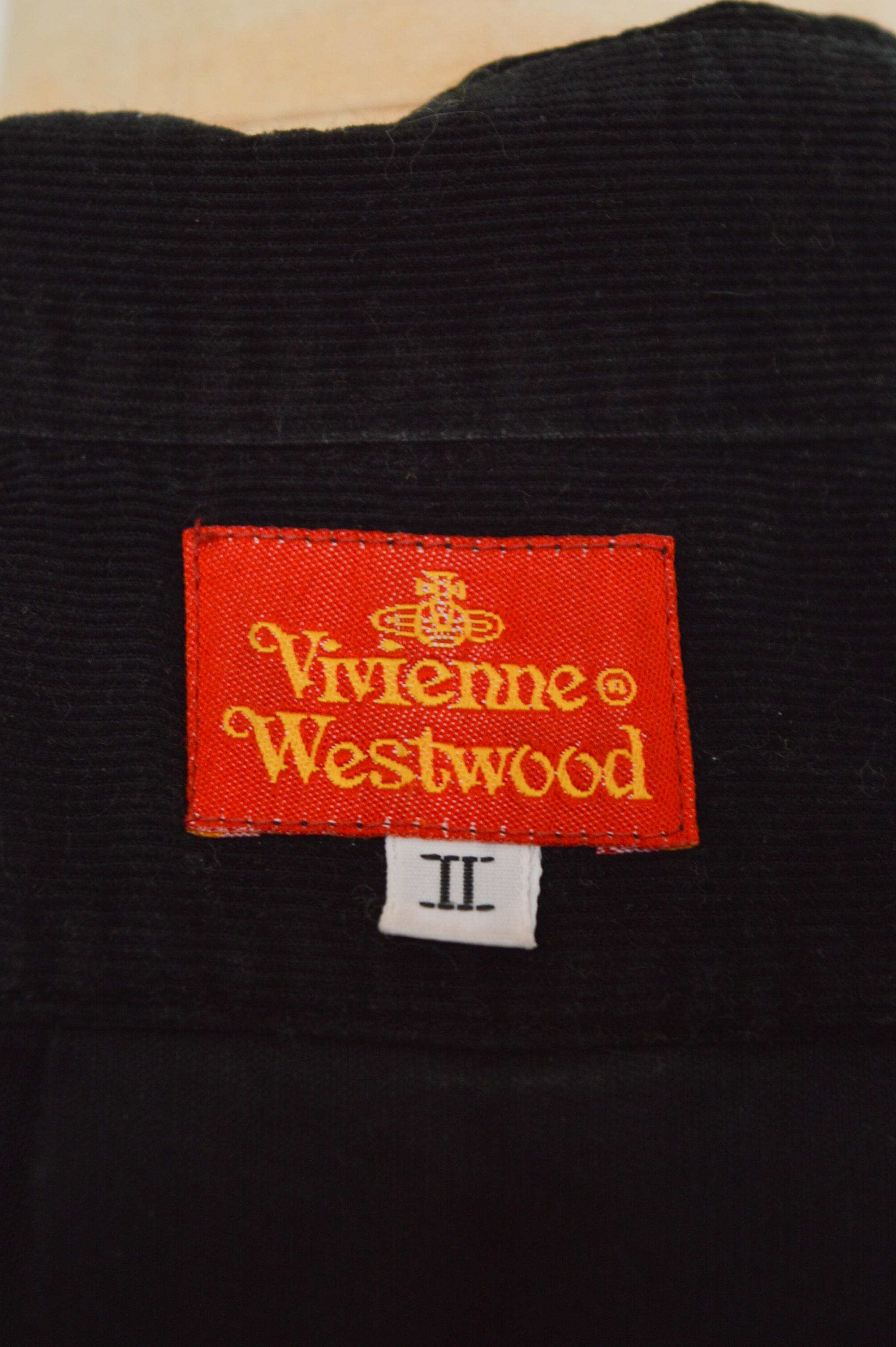 Long 1990's Vivienne Westwood Black Corduroy High Collar Orb Shirt - Chemise en vente 11