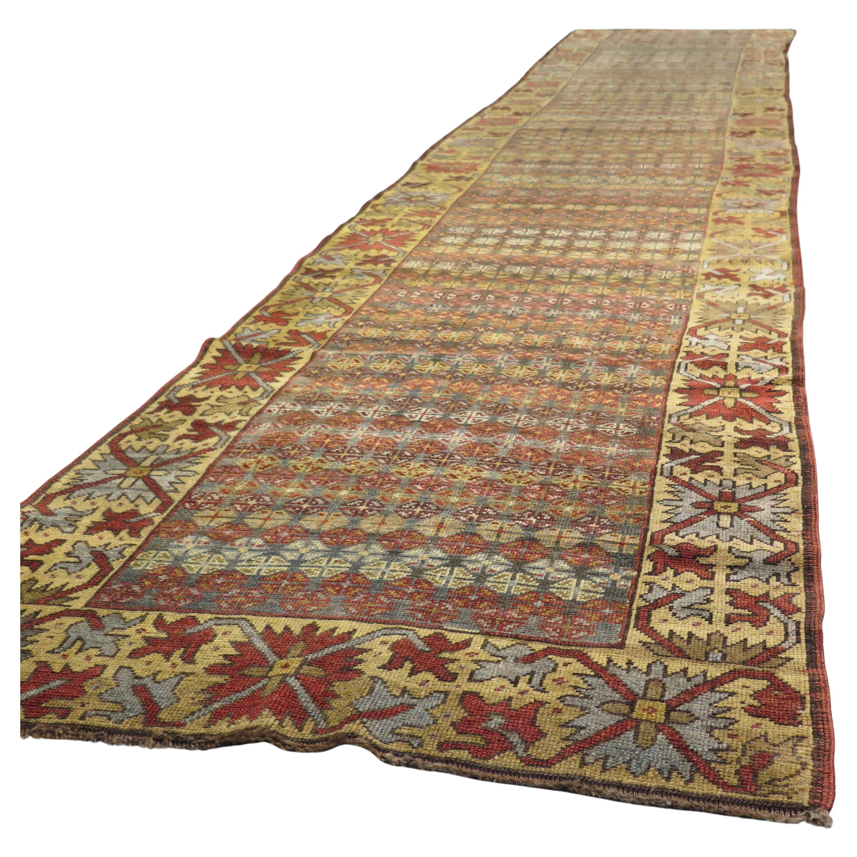 Long tapis de couloir azerbaïdjan du 19ème siècle