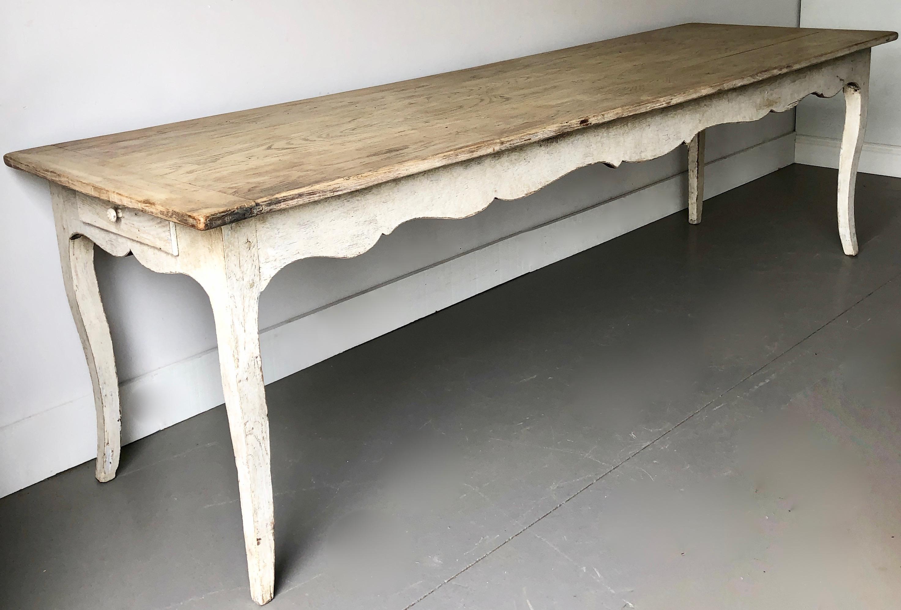 Long 19th century, French country table with wonderfully patinated top on painted base with scalloped apron and one-drawer on cabriole legs.
Here are few examples surprising pieces and objects, authentic, decorative and rare items that you will