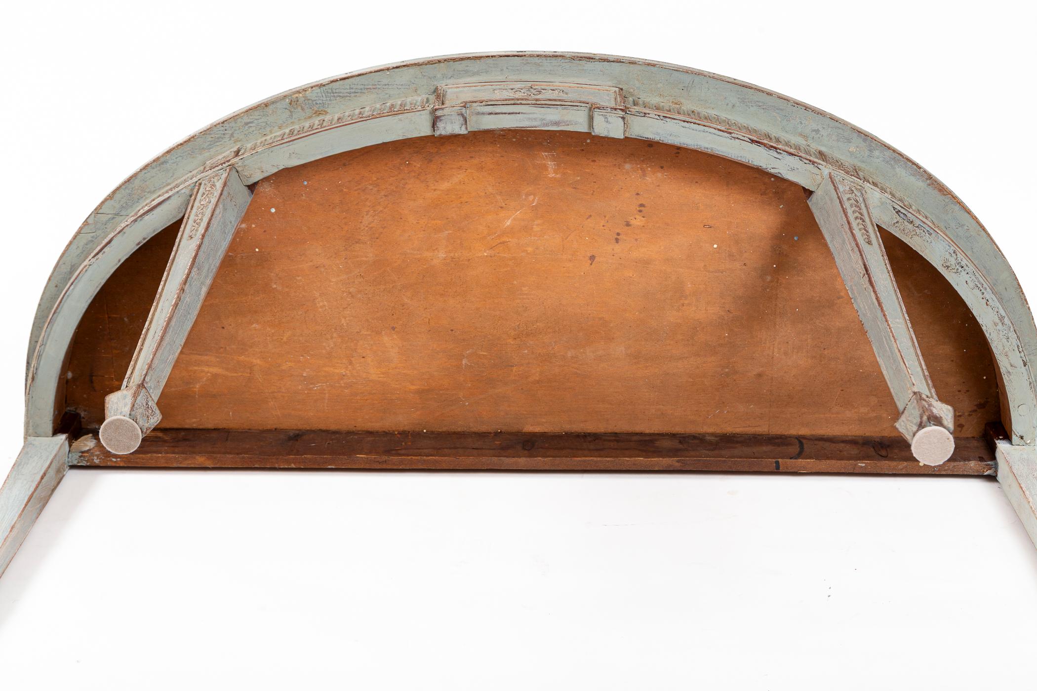 Long 19th Century Neoclassical Baltic Painted Demilune Console For Sale 5
