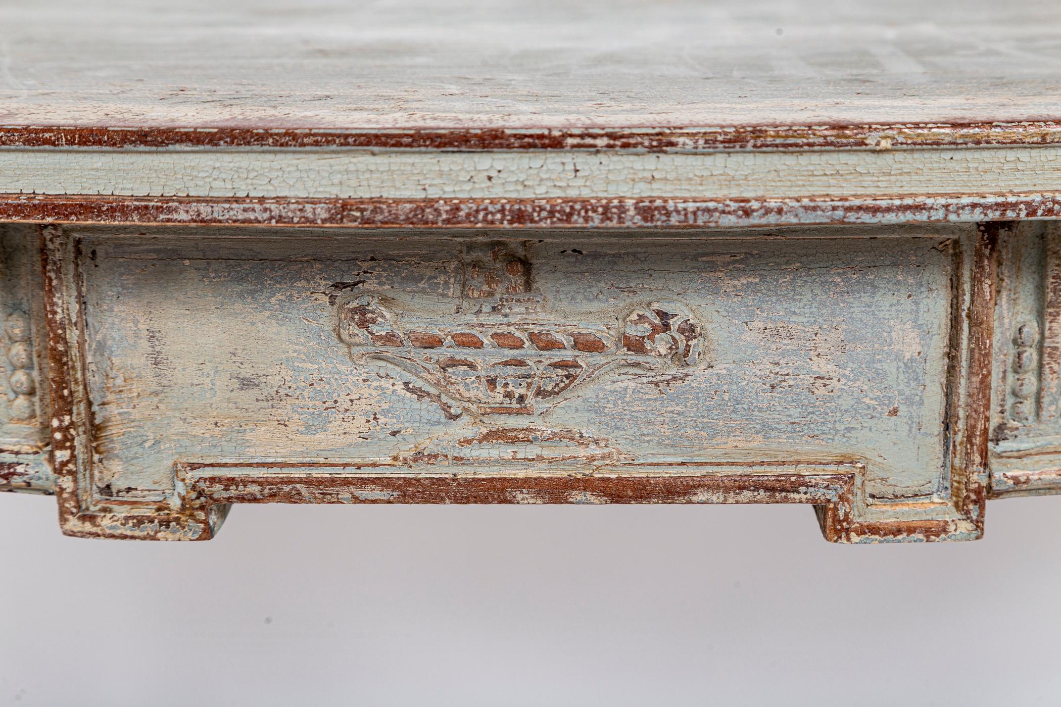 Long 19th Century Neoclassical Baltic Painted Demilune Console In Good Condition For Sale In Westport, CT