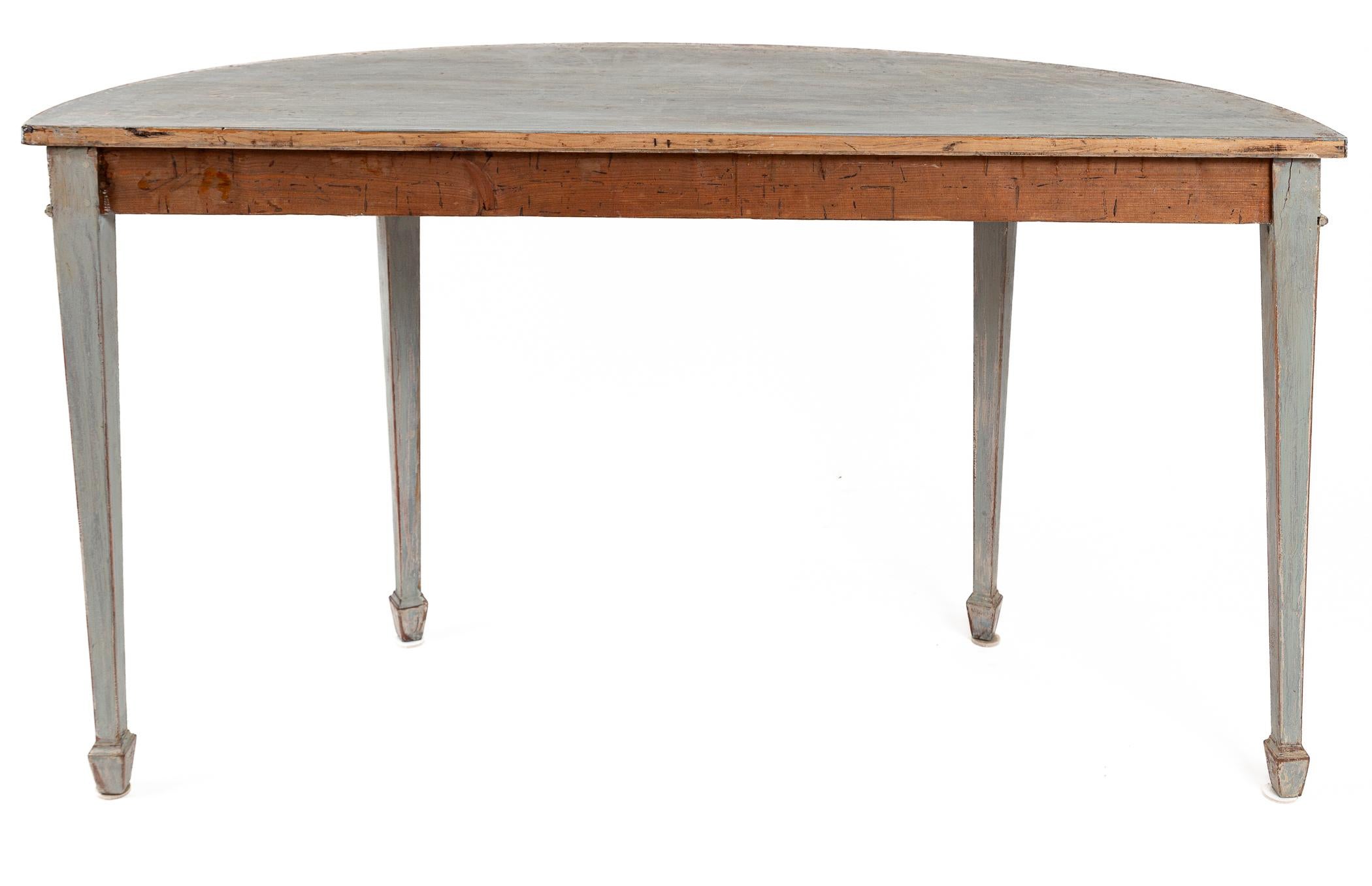 Long 19th Century Neoclassical Baltic Painted Demilune Console For Sale 4