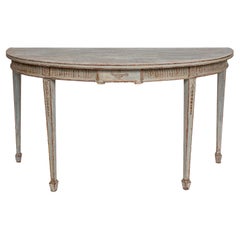 Long 19th Century Neoclassical Baltic Painted Demilune Console