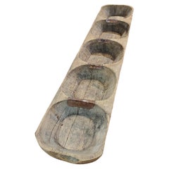 Long bol à pâte en bois sectionnel turc du 19e siècle
