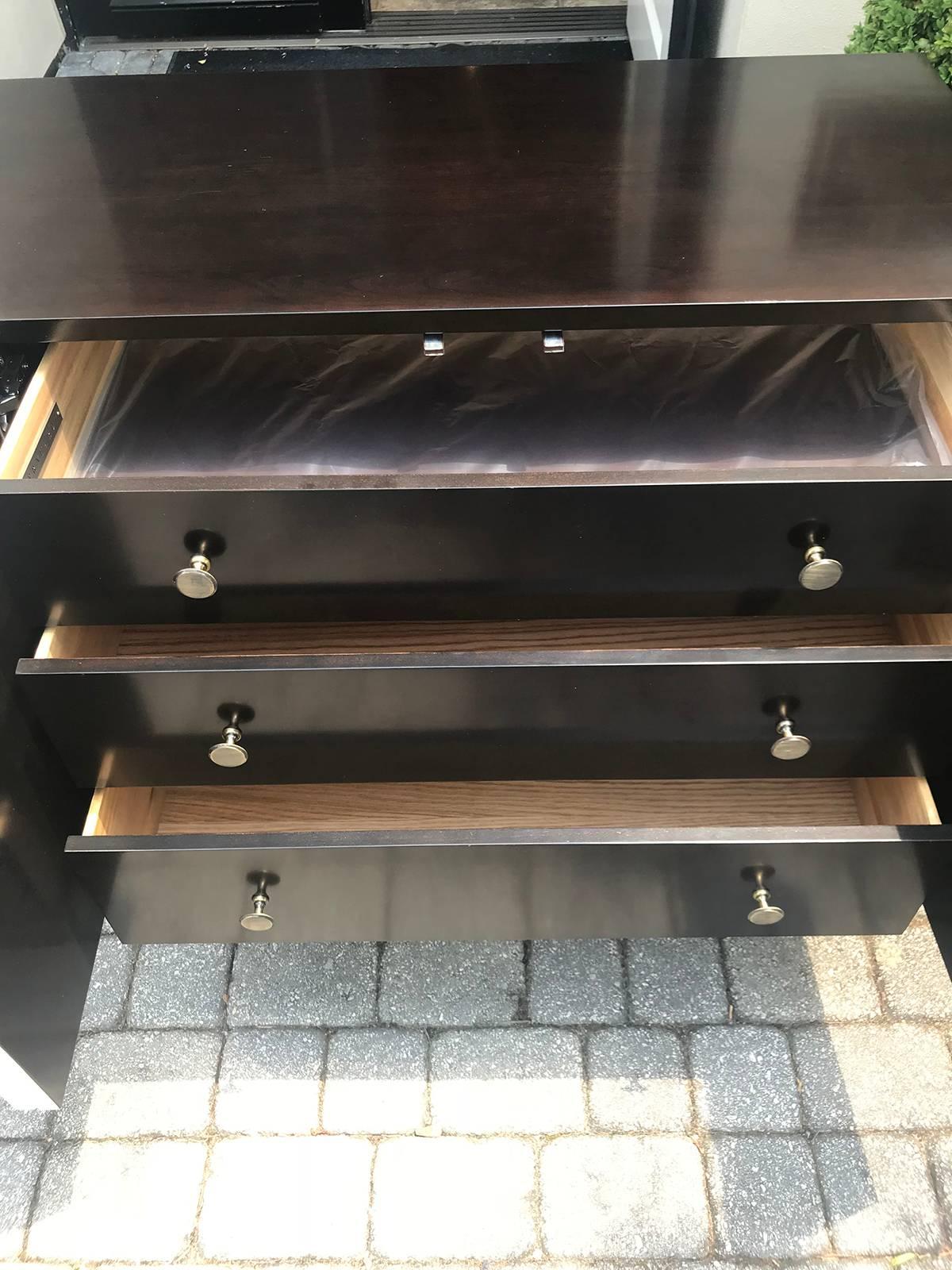 Long 20th Century Bernhardt Capiz Shell Inlay Credenza on Brass Feet 2