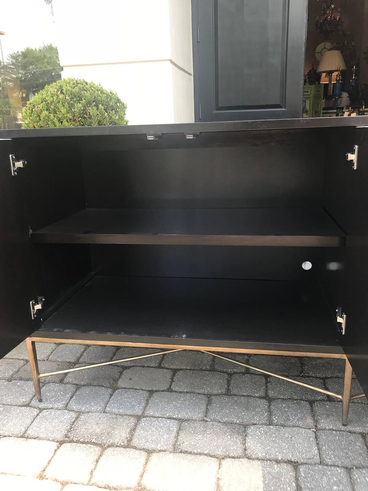 Long 20th Century Bernhardt Capiz Shell Inlay Credenza on Brass Feet 3