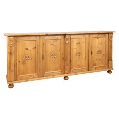 Long 20th Century Danish Pine Sideboard Buffet Console
