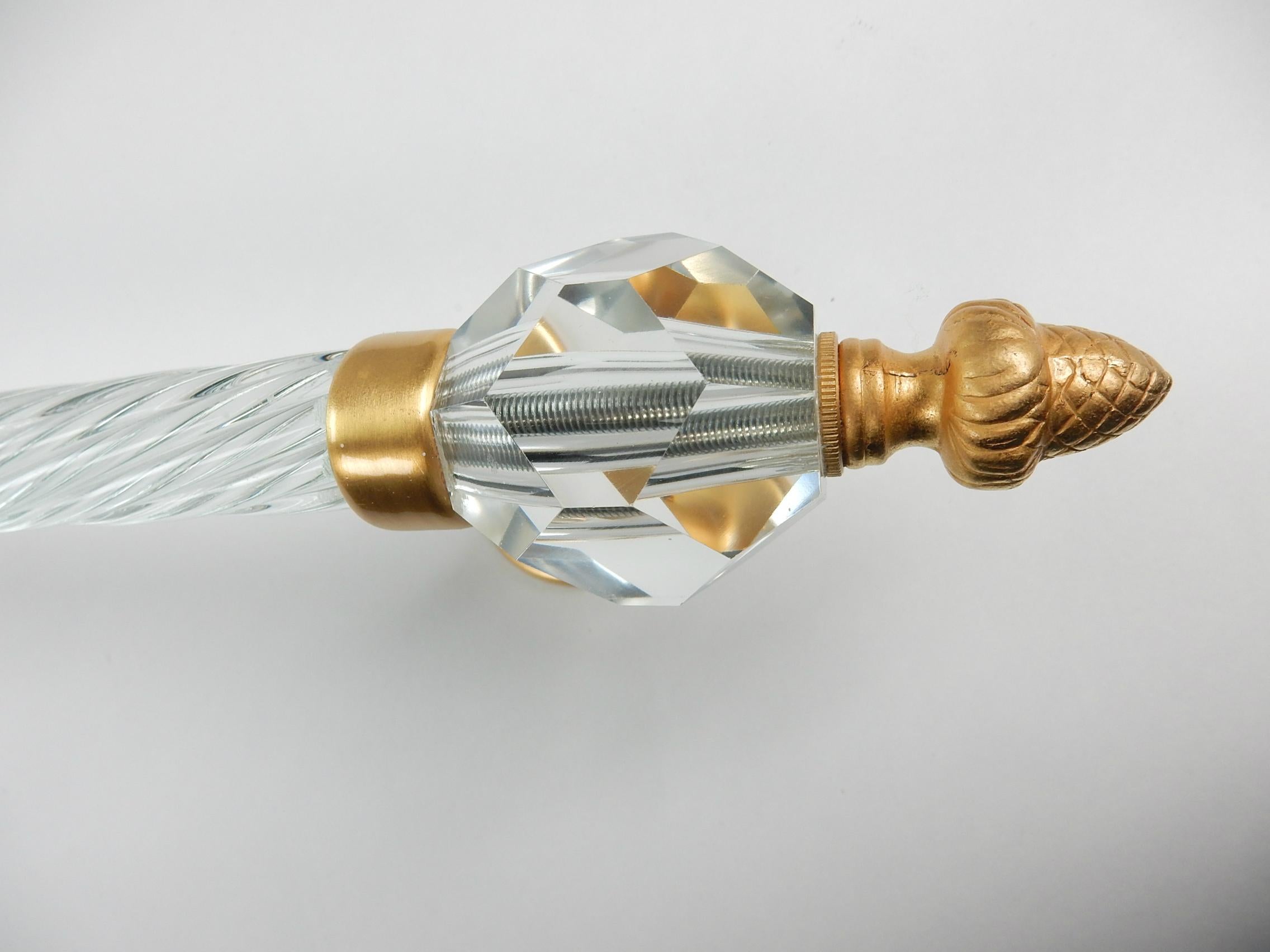 Baroque Revival Long 22-Karat Glass Towel Bar from Sherle Wagner Collection, circa 1960s