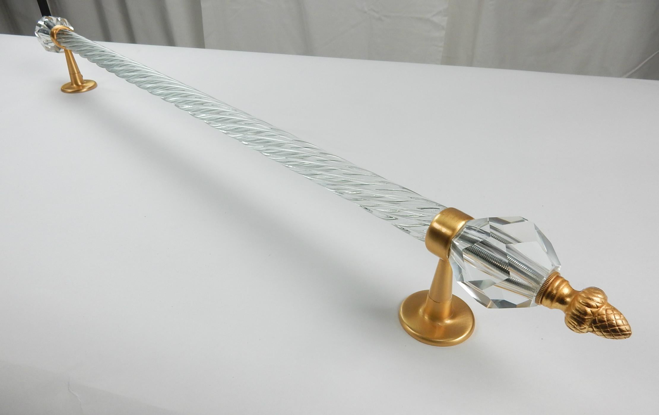 20th Century Long 22-Karat Glass Towel Bar from Sherle Wagner Collection, circa 1960s