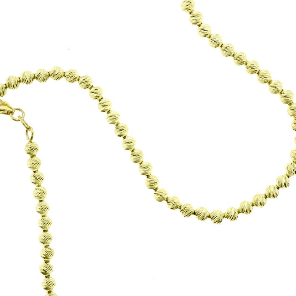 Long Italy Yellow Gold Small Bead Ball 