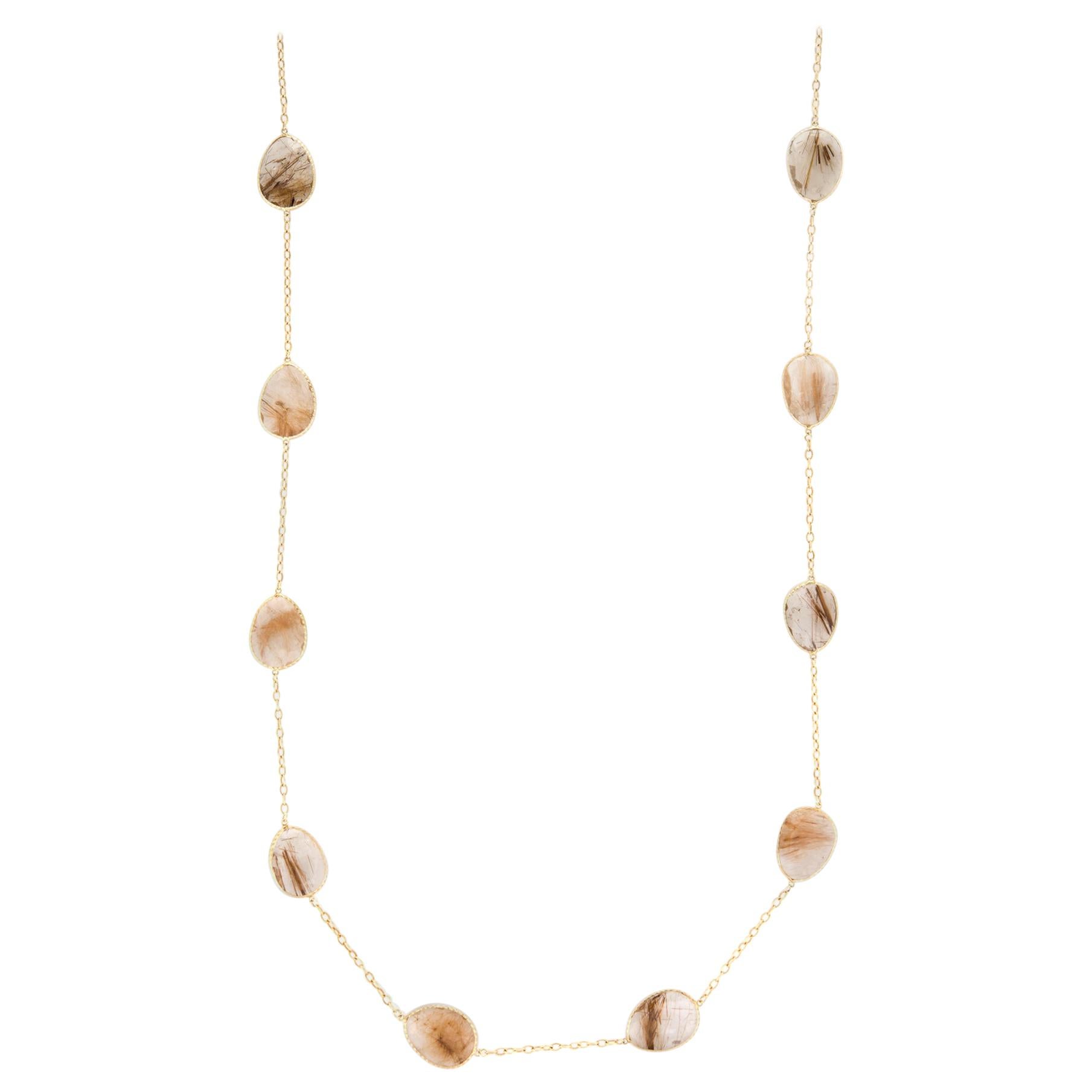 Vintage Slide Necklace Opal Tassel 14 Karat Gold Adjustable Estate