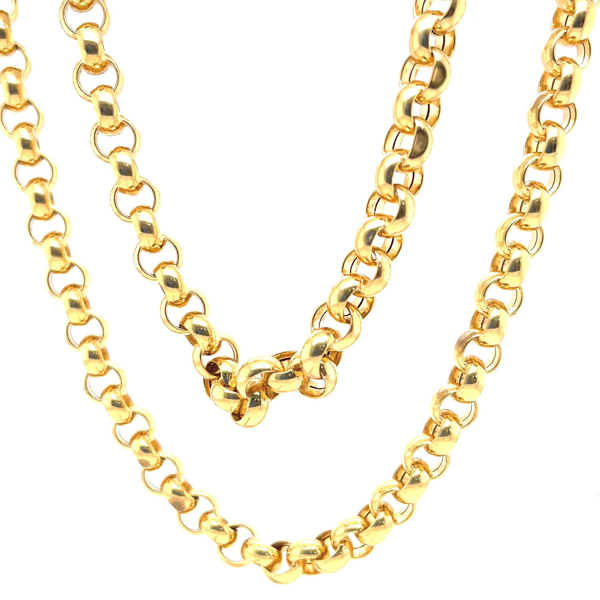 Women's or Men's Interlocking 18 Karat Yellow Gold Link Necklace