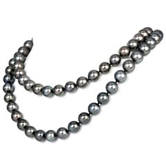 Long 36 inches 13-10mm South Sea Pearl Diamond Round Gold Clasp Necklace