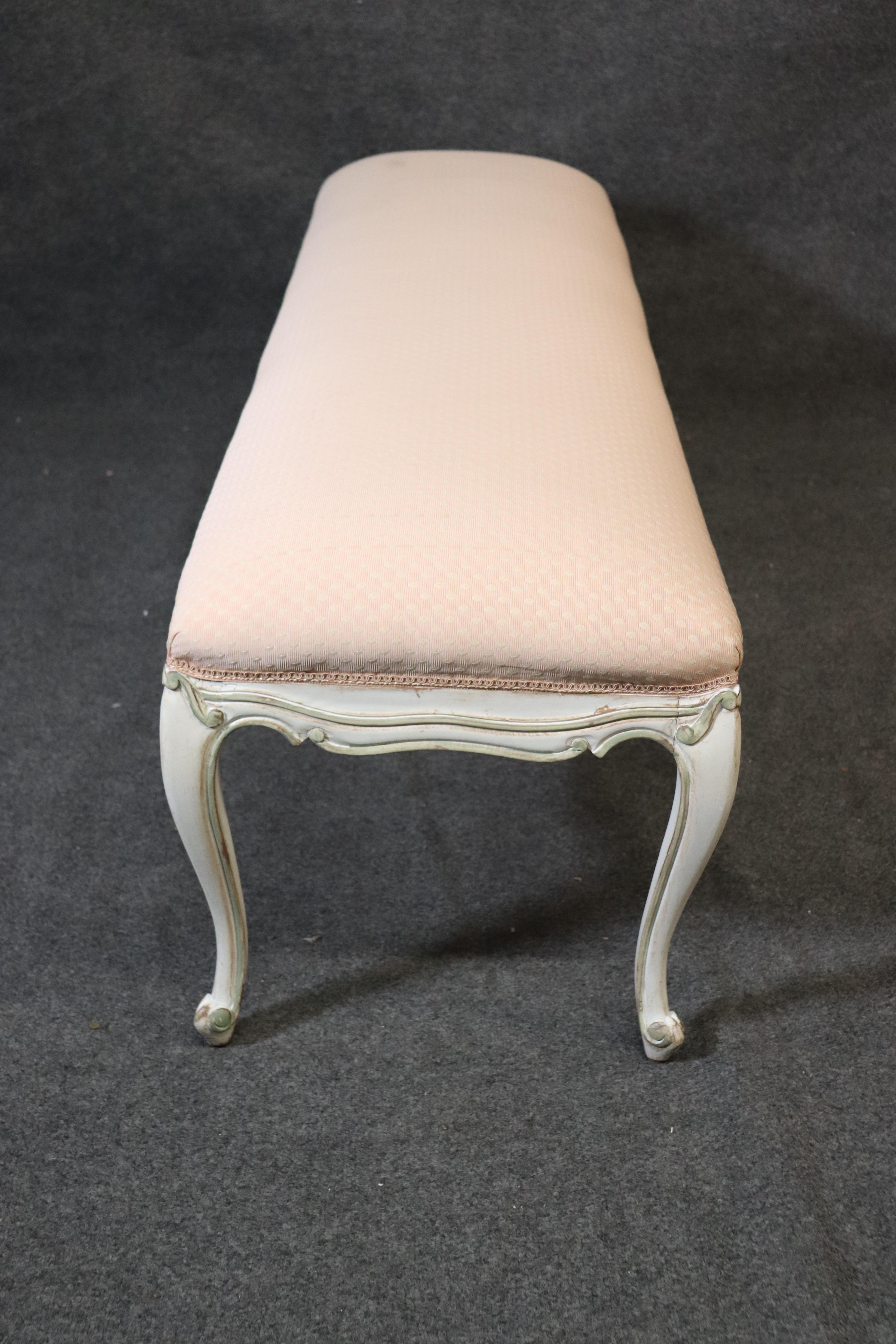 Mid-20th Century Long 6 Leg French Louis XV Style Painted Window Bench Stool, circa 1960