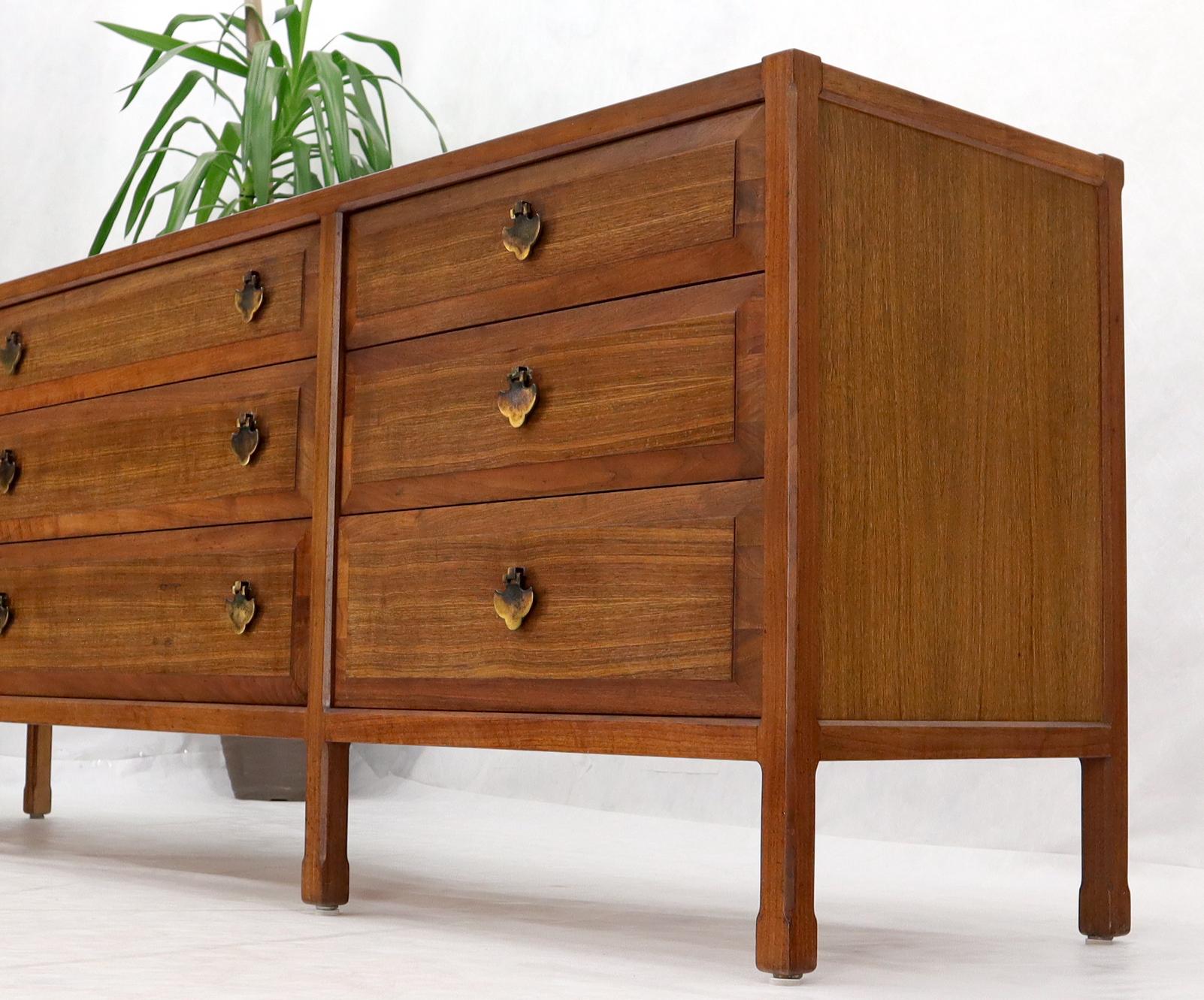 Long 9 Beveled Front Drawers Dresser Credenza by Widdicomb For Sale 2