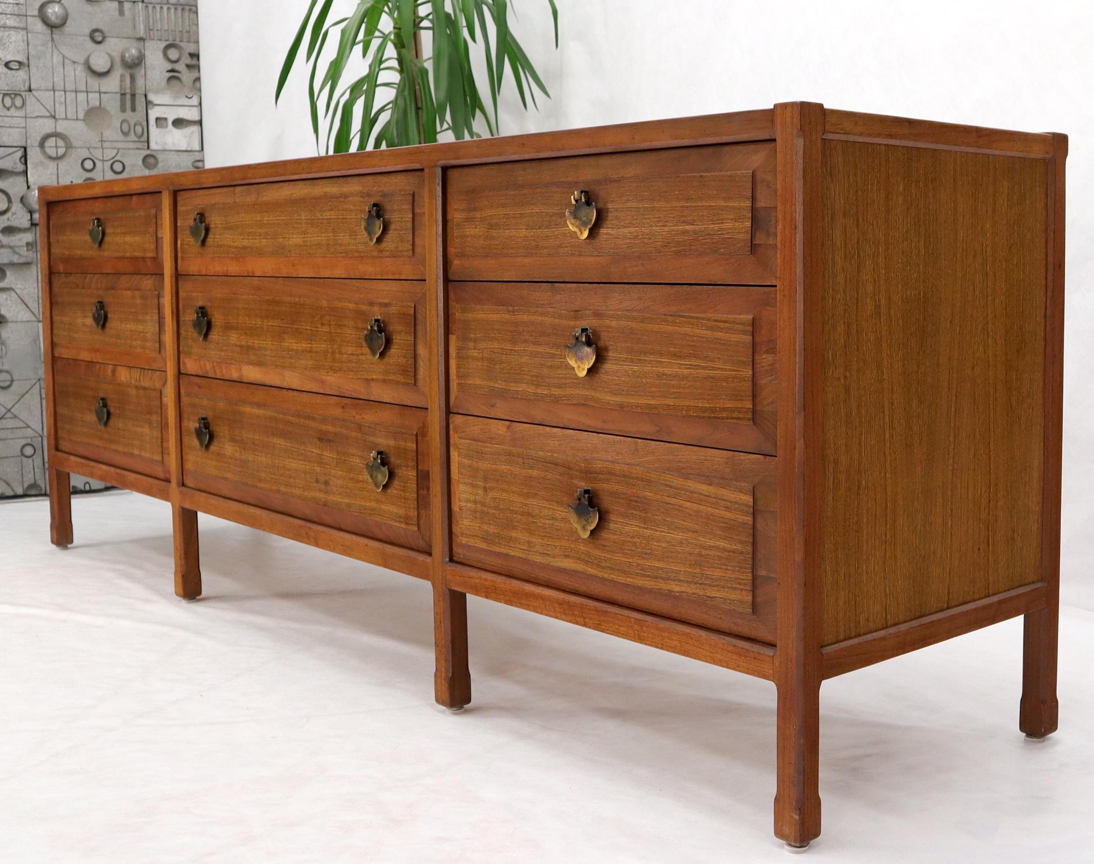 American Long 9 Beveled Front Drawers Dresser Credenza by Widdicomb For Sale