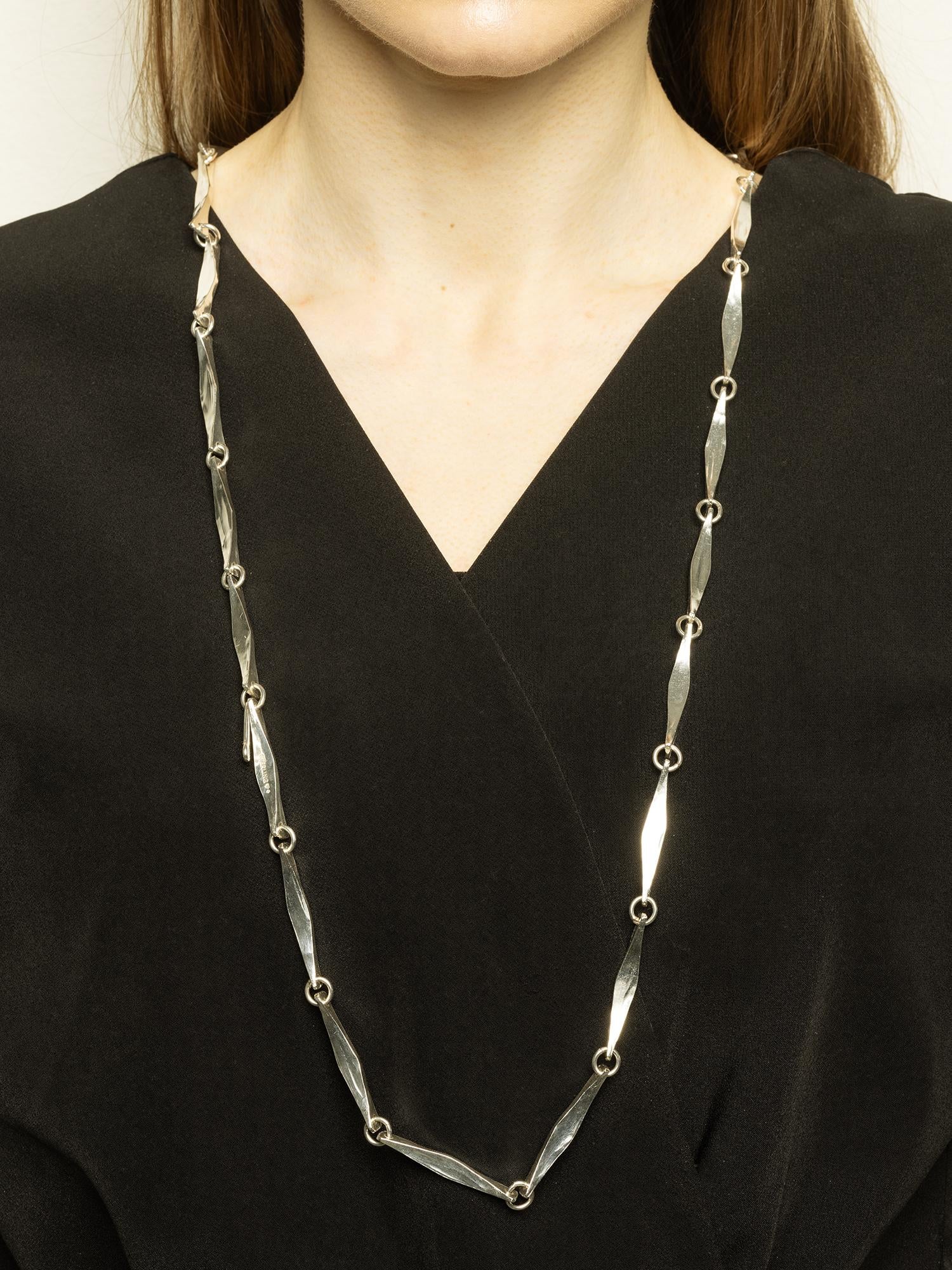 Lange (92 cm) Schwedische Vintage Silber Halskette aus den 1980er Jahren im Angebot 3