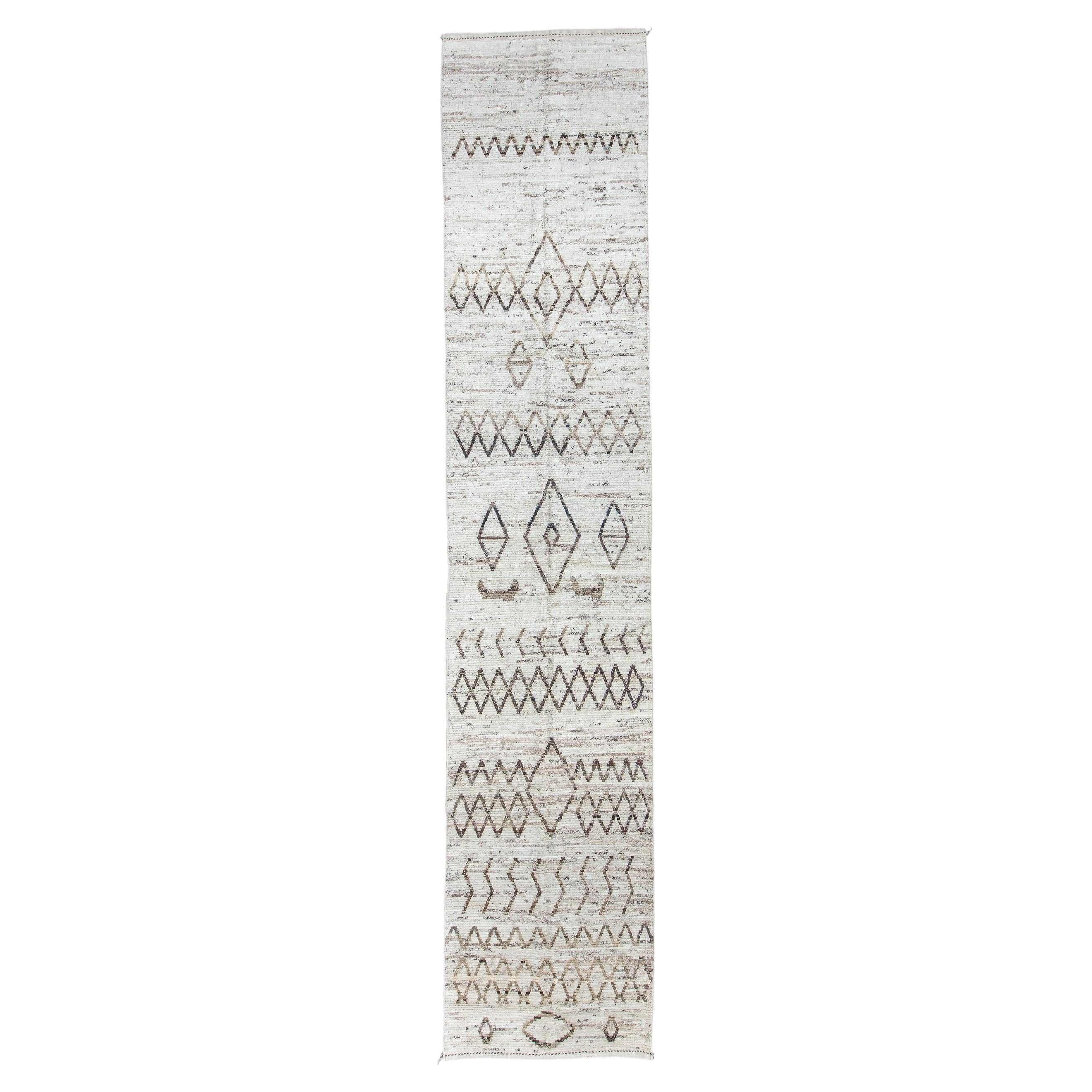 Long Abstract Tribal Tulu in White Field