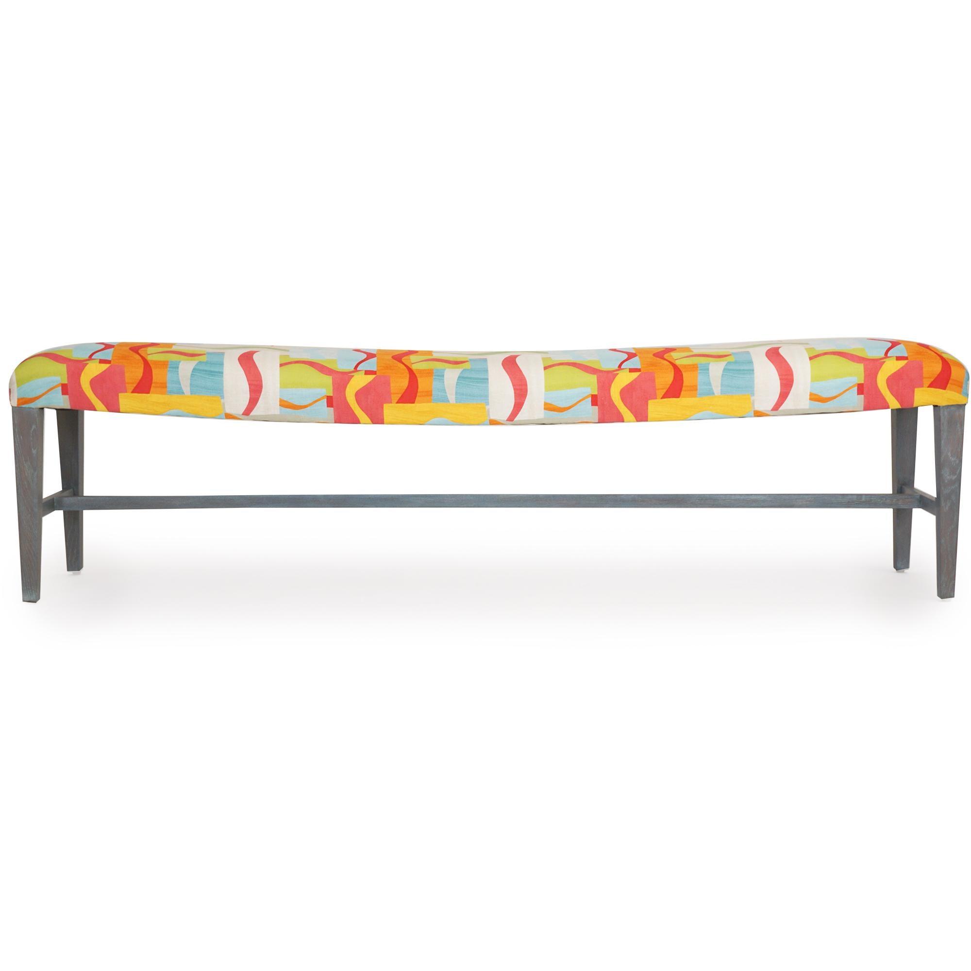 Modern Long Accent Bench with Bowed Seat For Sale