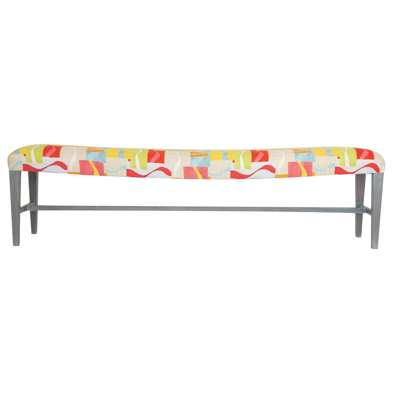 Long Accent Bench with Bowed Seat For Sale