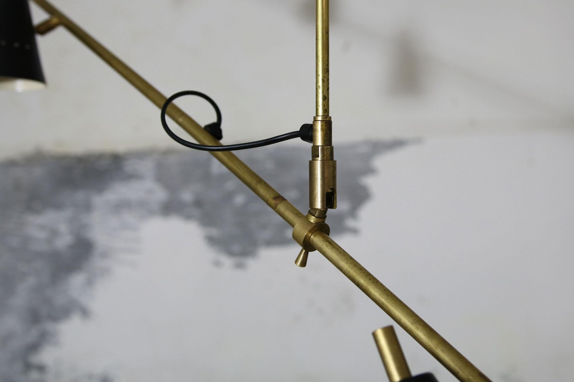 Metal Long & Adjustable Italian Modern Ceiling Lamp, Stilnovo Style Chandelier Pendant