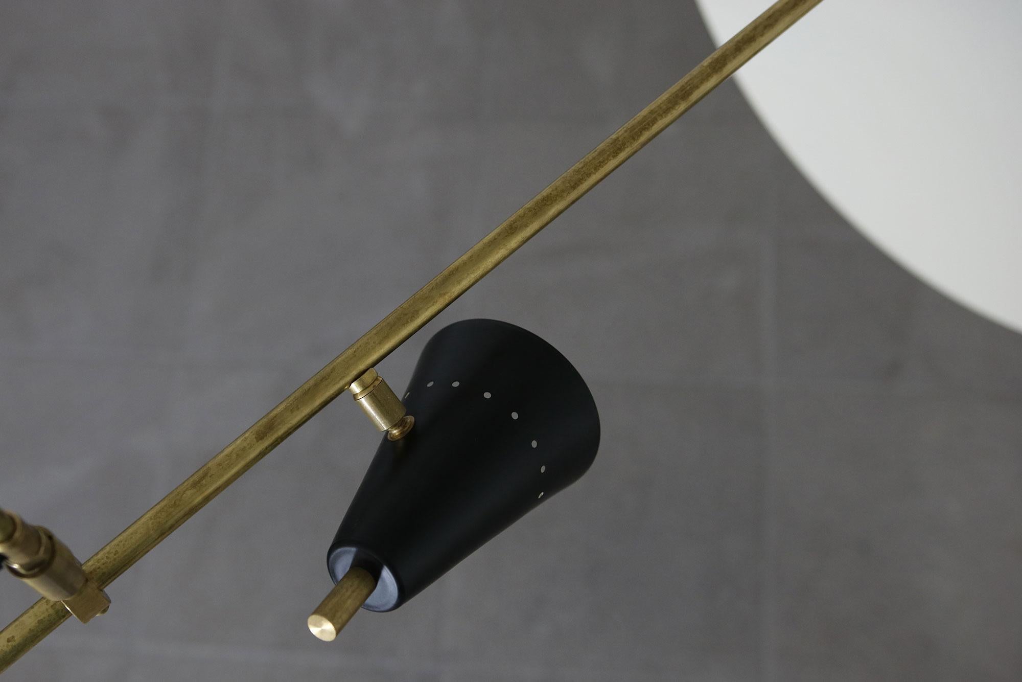 Metal Long & Adjustable Italian Modern Ceiling Lamp, Stilnovo Style Chandelier Pendant