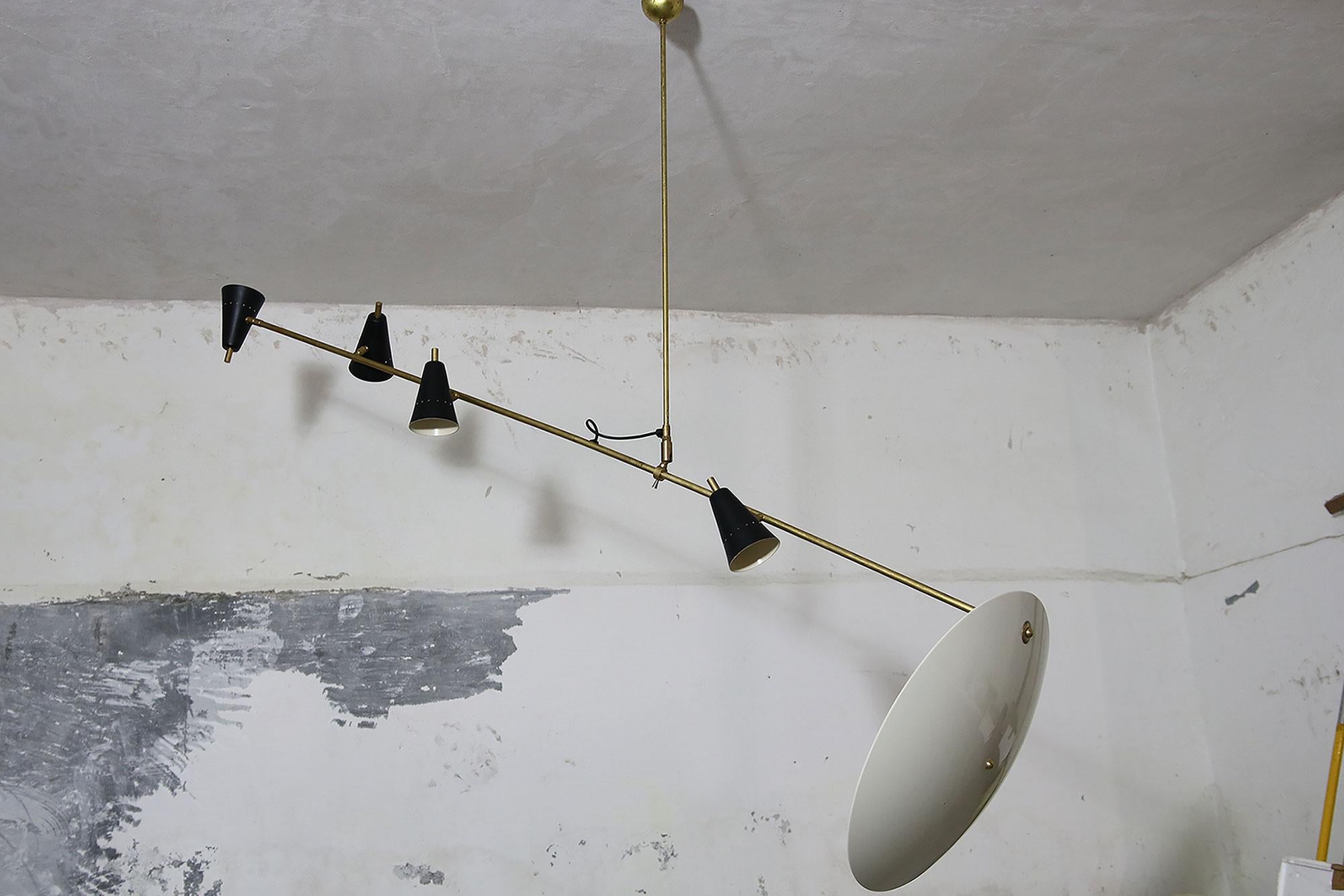 Long & Adjustable Italian Modern Ceiling Lamp, Stilnovo Style Chandelier Pendant 3