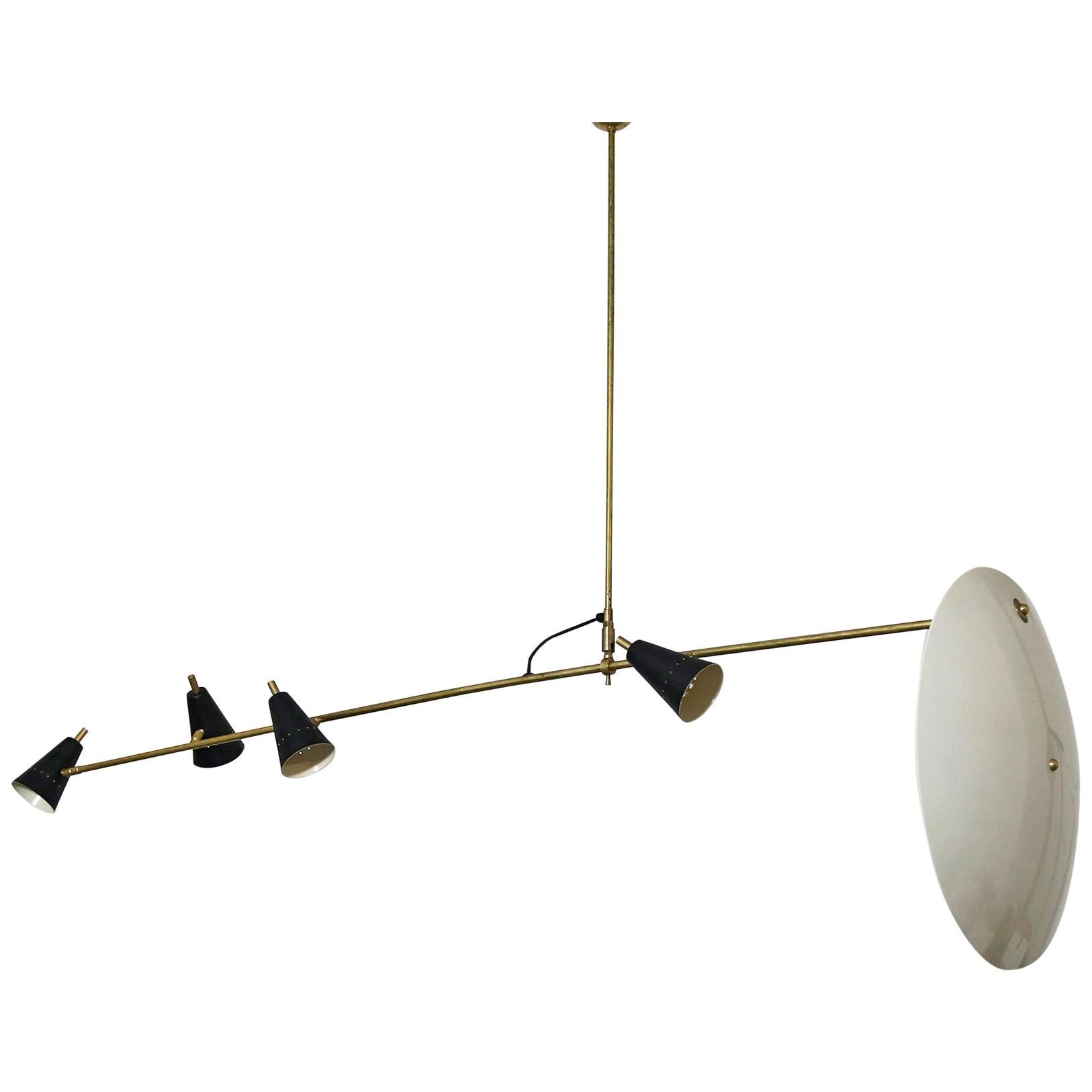 Long & Adjustable Italian Modern Ceiling Lamp, Stilnovo Style Chandelier Pendant