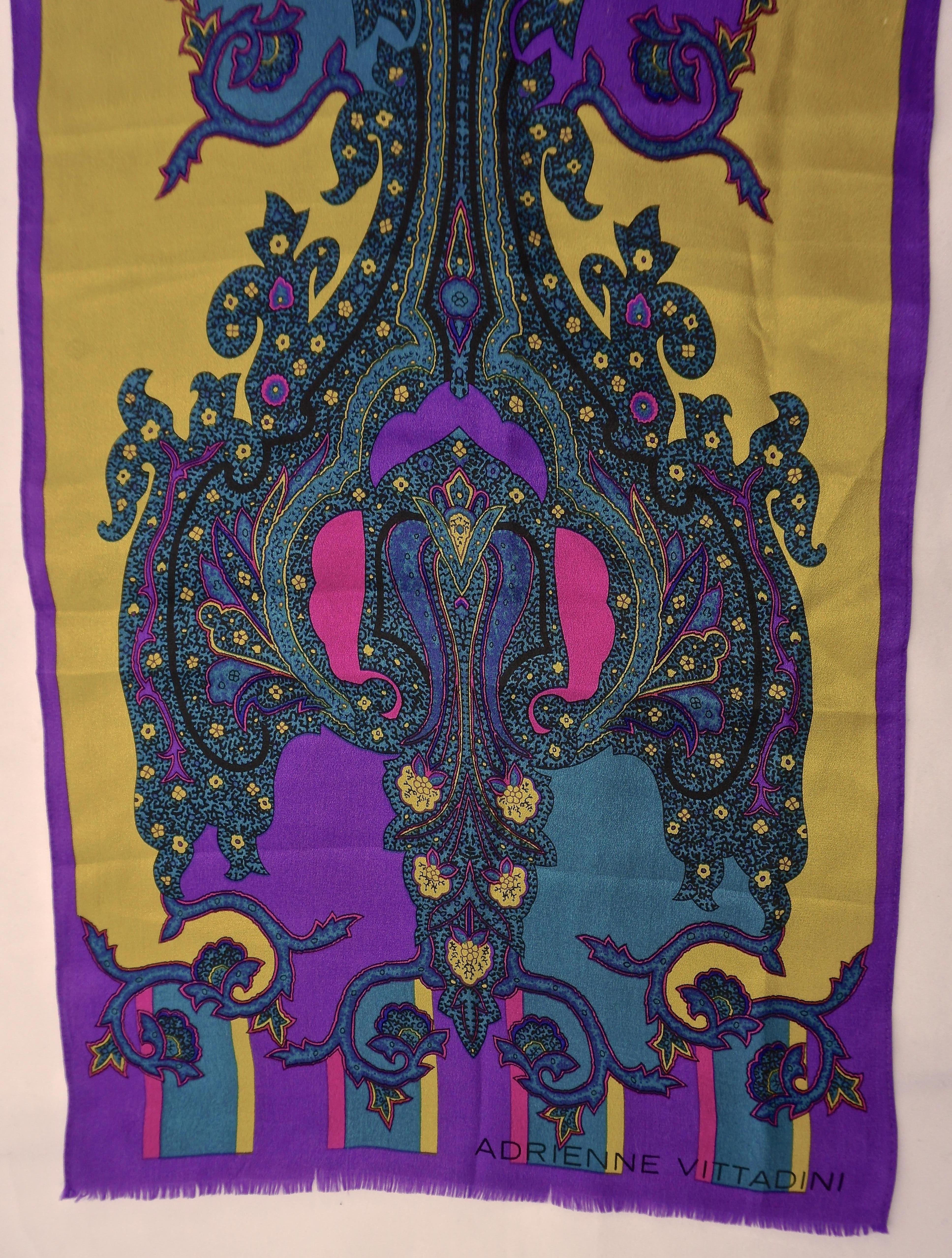 Women's or Men's Long Adrienne Vittadini Pure Silk Scarf with a Multi Coloured Paisley Print