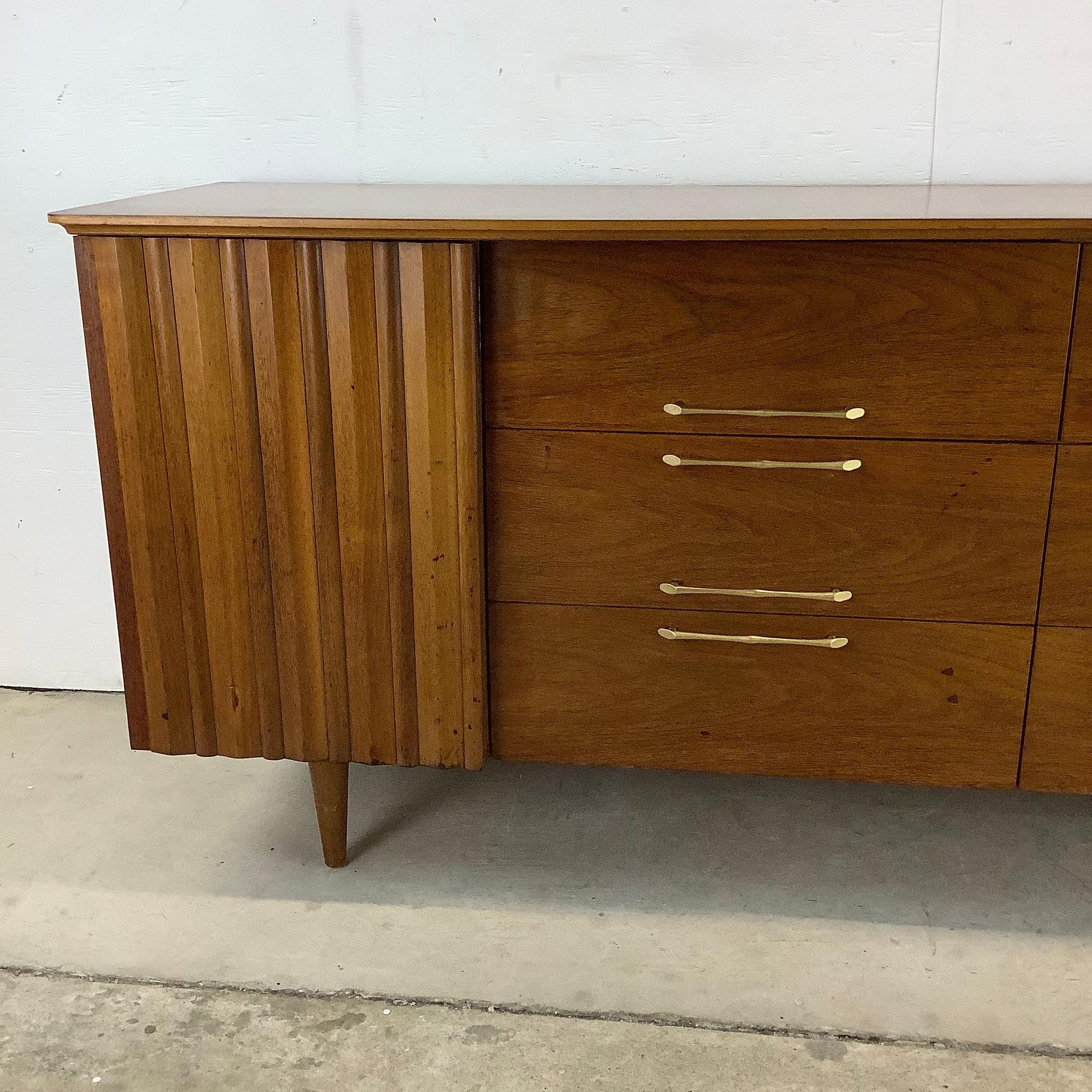Mid-Century Modern Long and Low MCM Walnut Nine Drawer Dresser