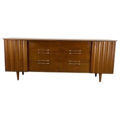 Long and Low MCM Walnut Nine Drawer Dresser