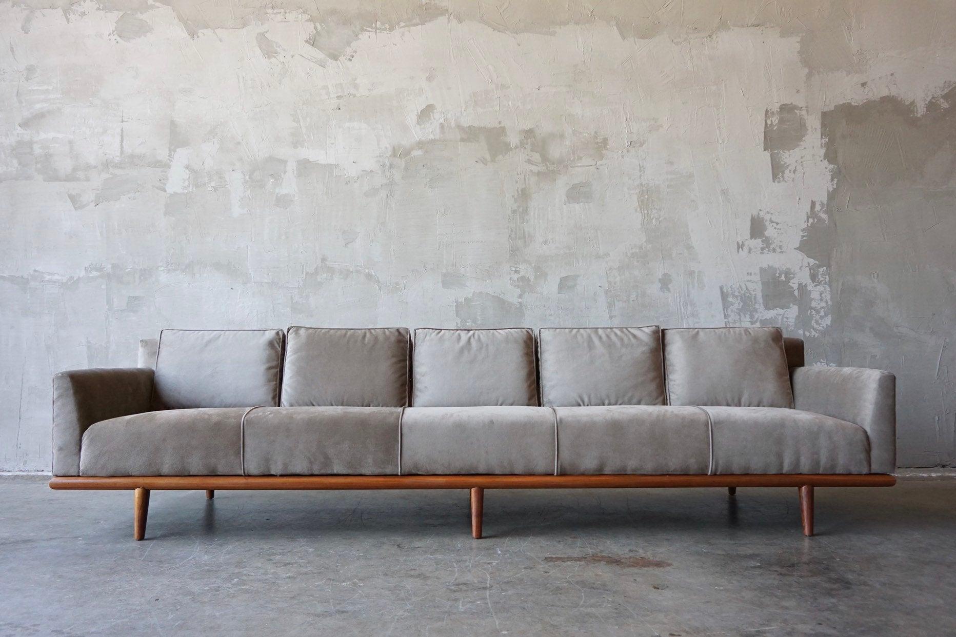 Mid-Century Modern Long and Low Monteverdi-Young Sofa in Warm Grey